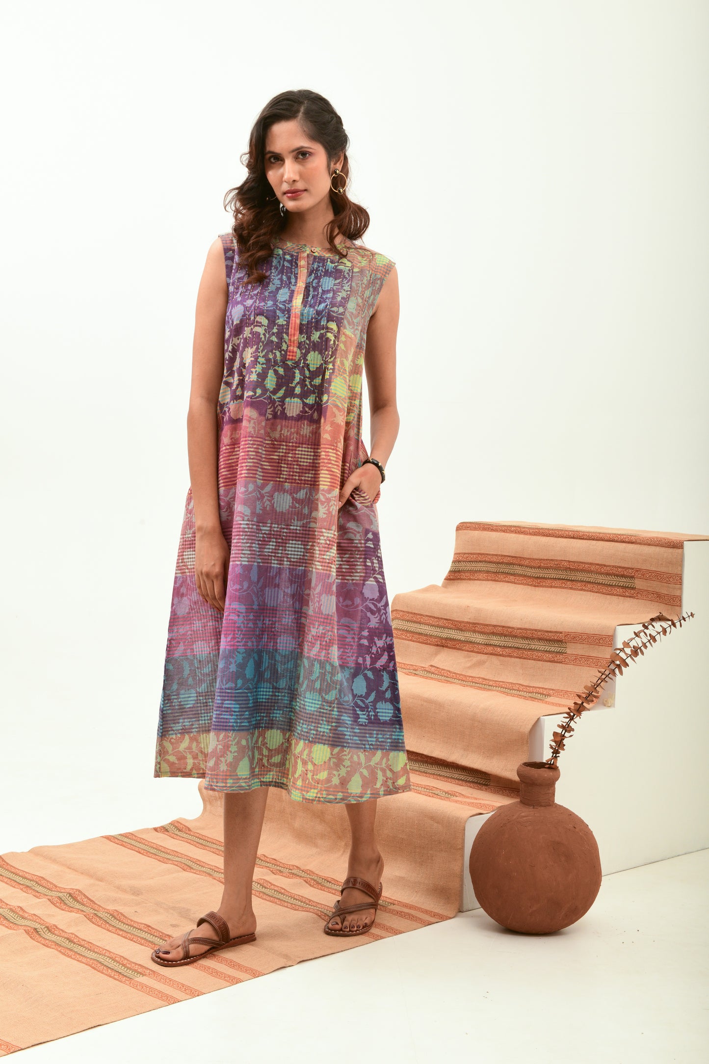 Basil Earth Sleeveless Dress