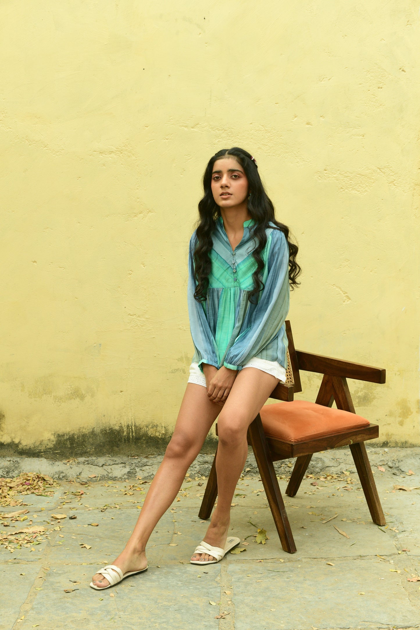 Cosmos Aqua Blue Batwing Top