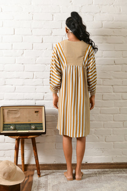 Harmony Mustard Stripe Short Dress