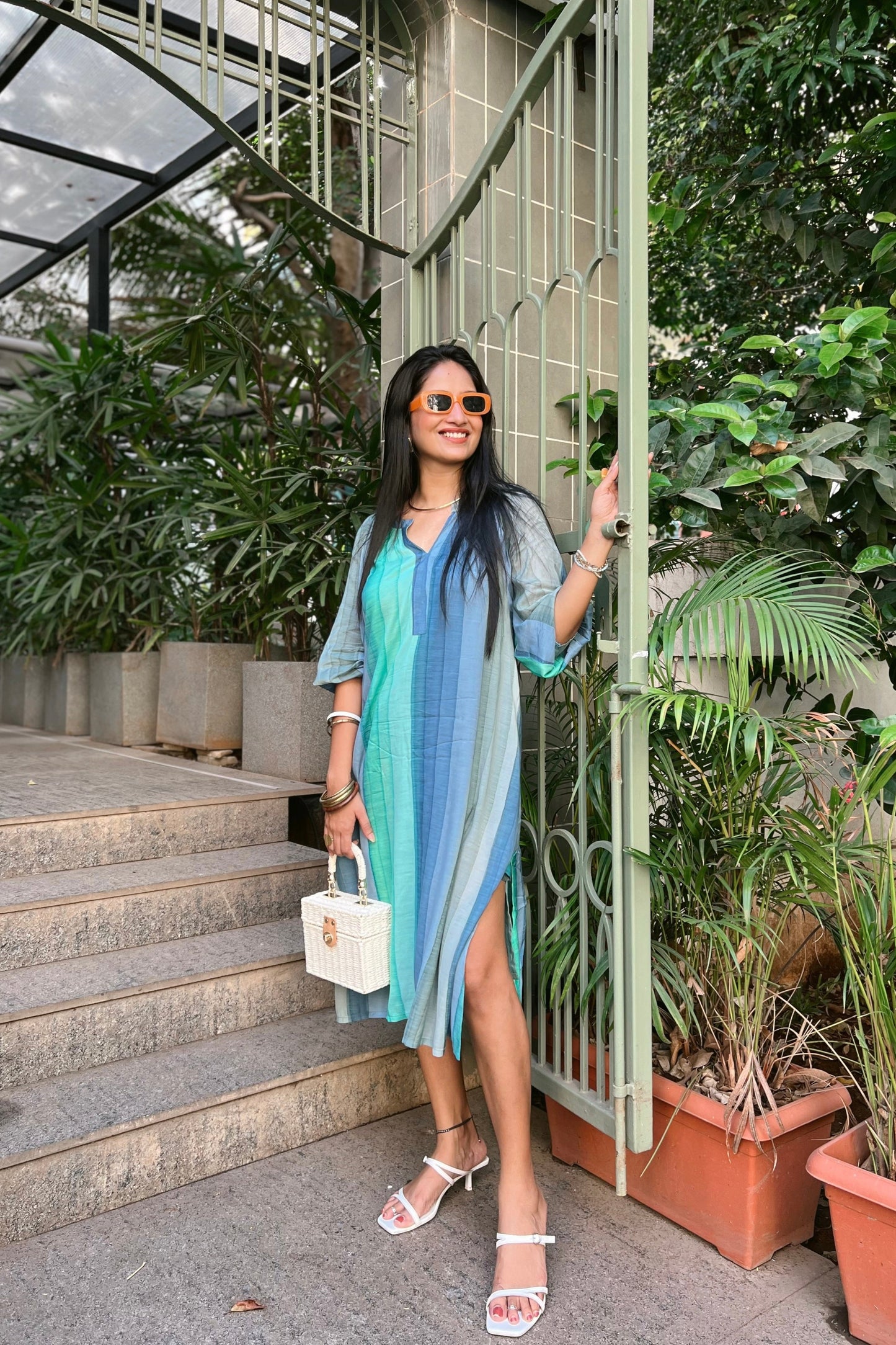 Plush Aqua Blue Raglan Sleeve Dress