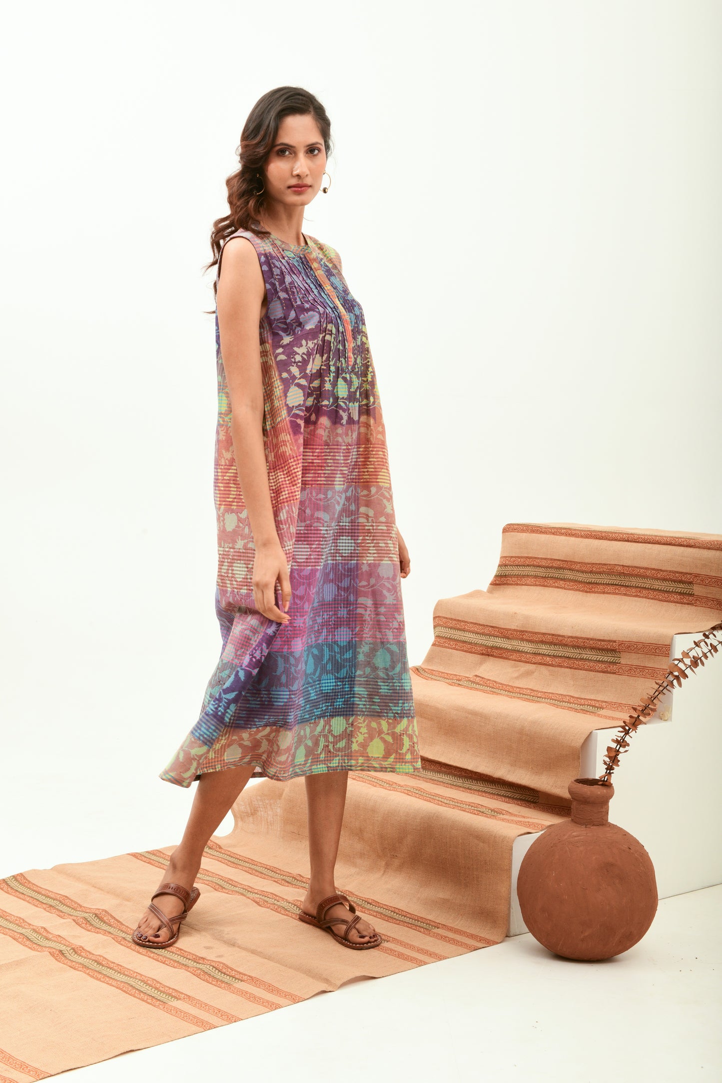 Basil Earth Sleeveless Dress