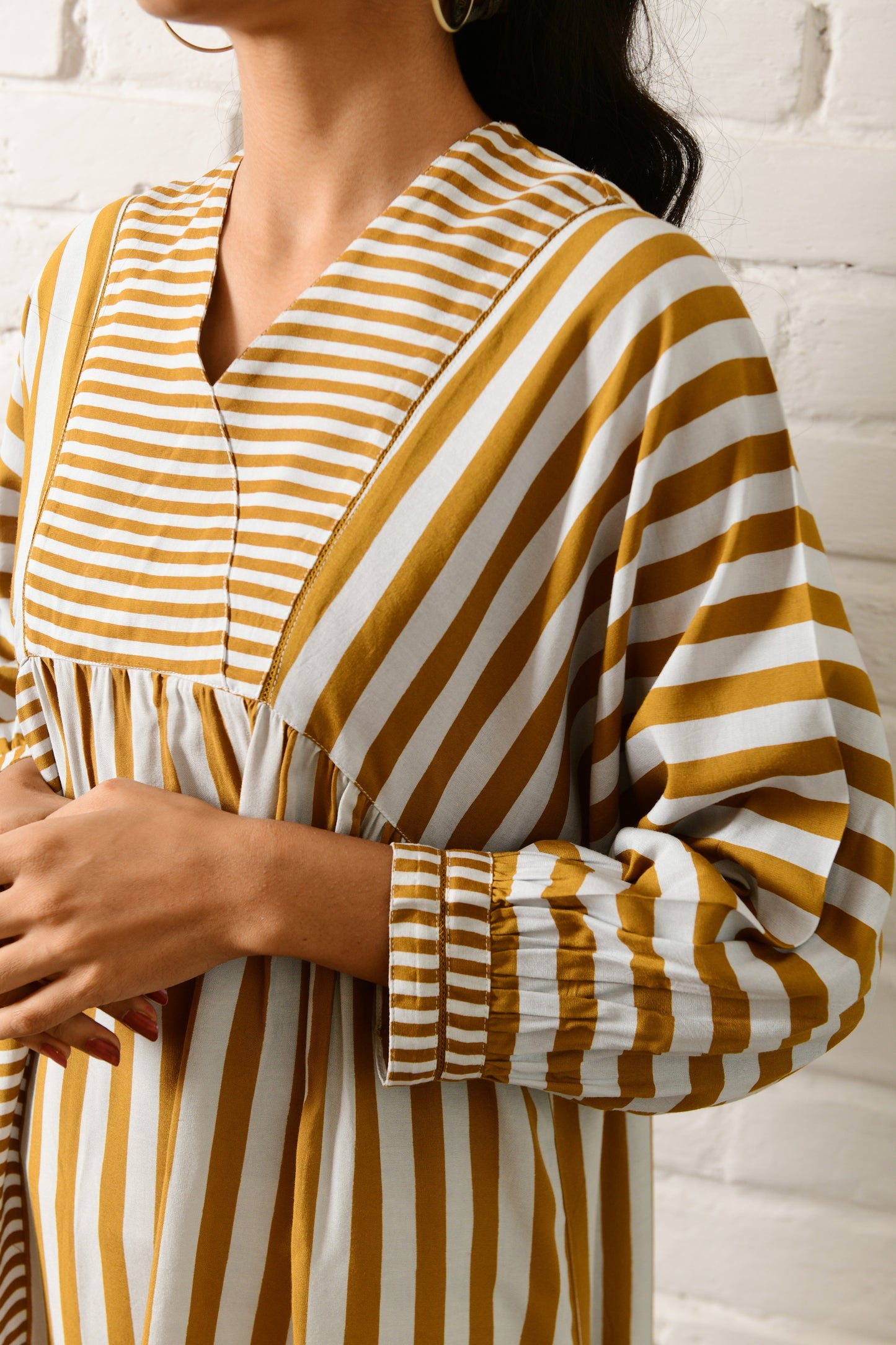 Harmony Mustard Stripe Short Dress