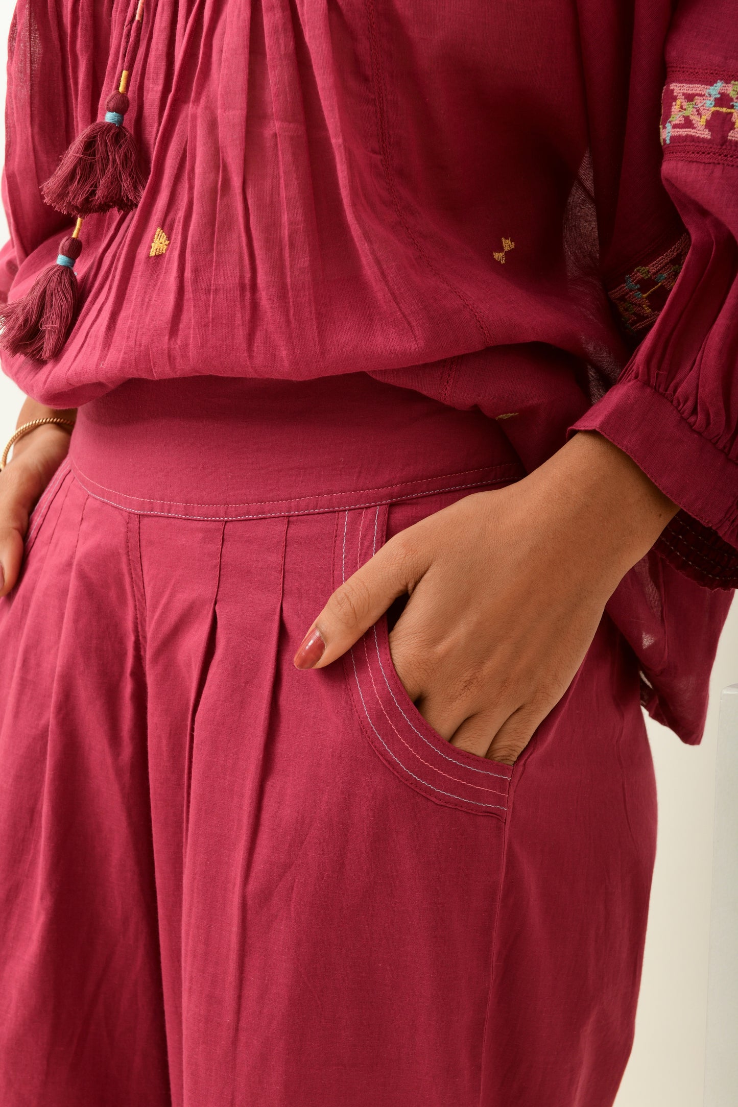 Rust Pink Smoked Straight Pants