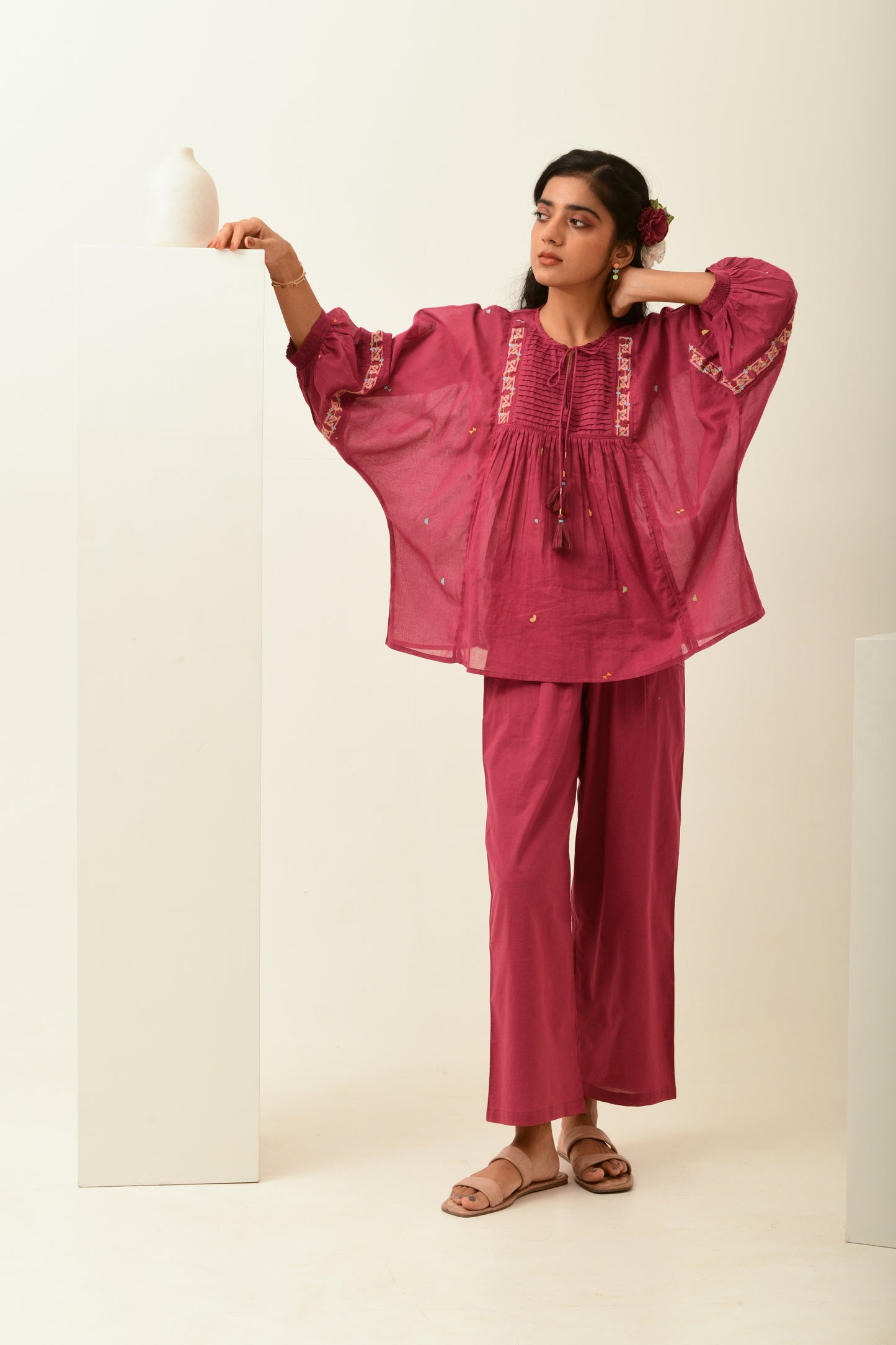 Aurelia Rust Pink Drop Shoulder Top