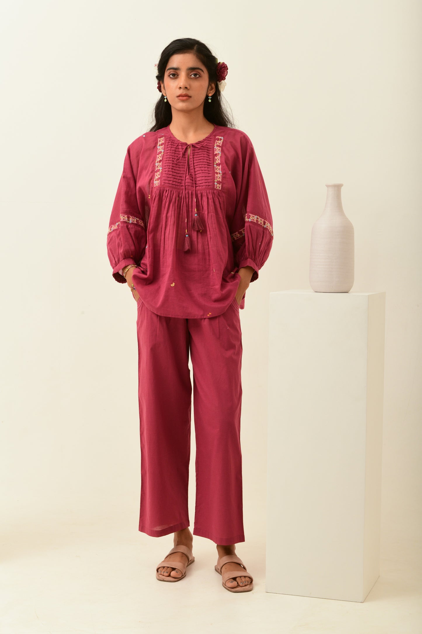 Aurelia Rust Pink Drop Shoulder Top