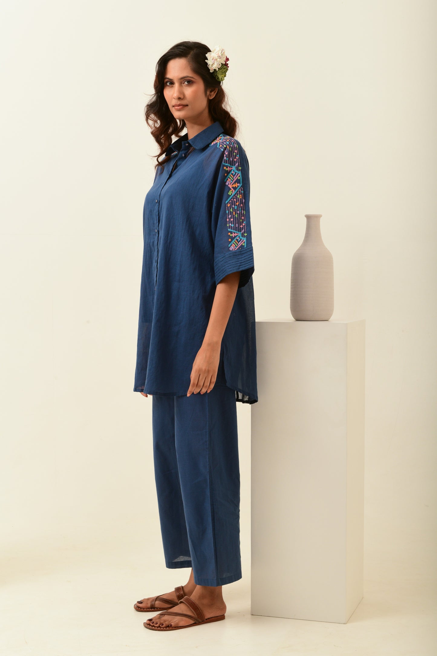Soul Blue Boxy Fit Long Shirt