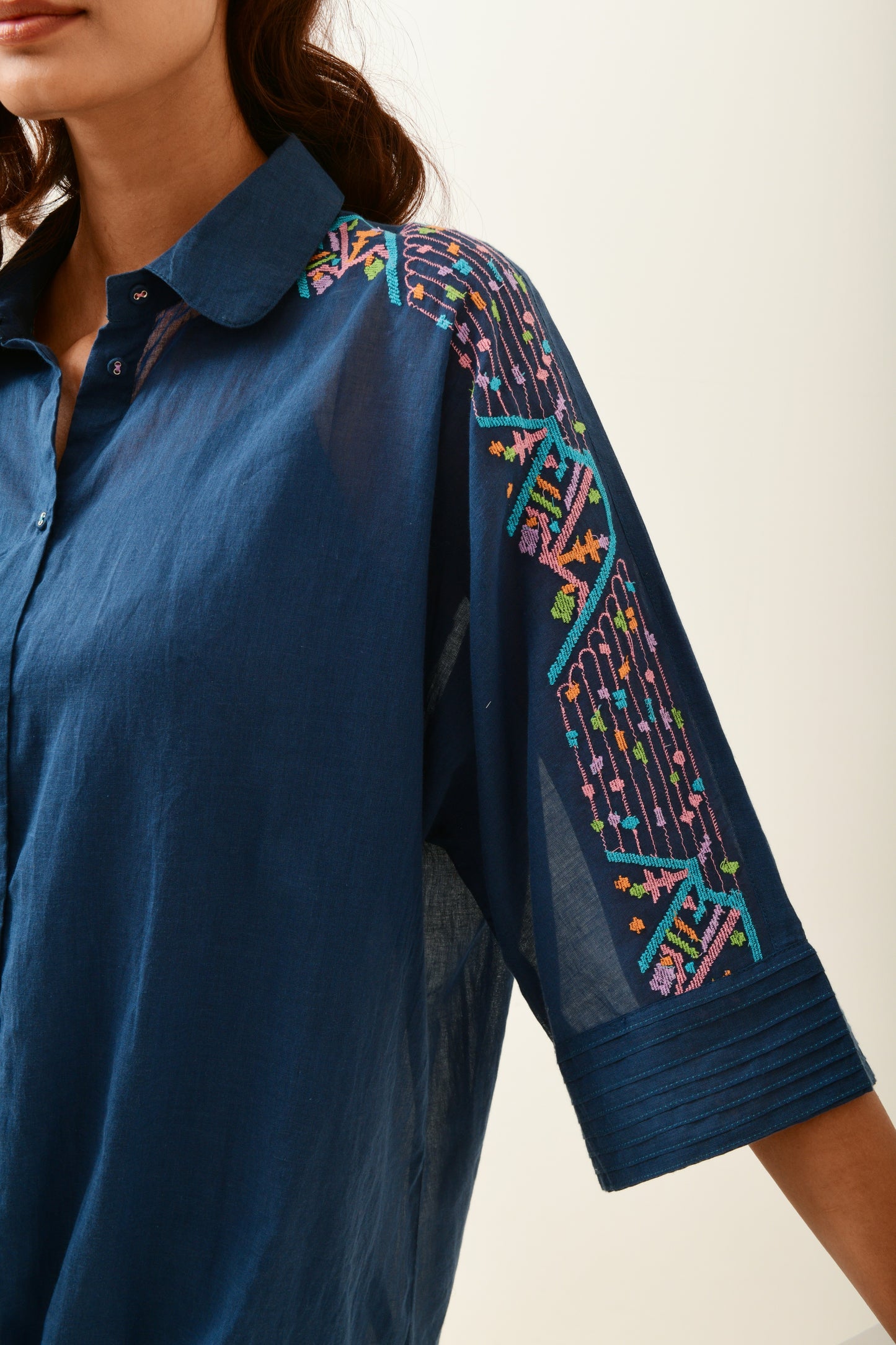 Soul Blue Boxy Fit Long Shirt