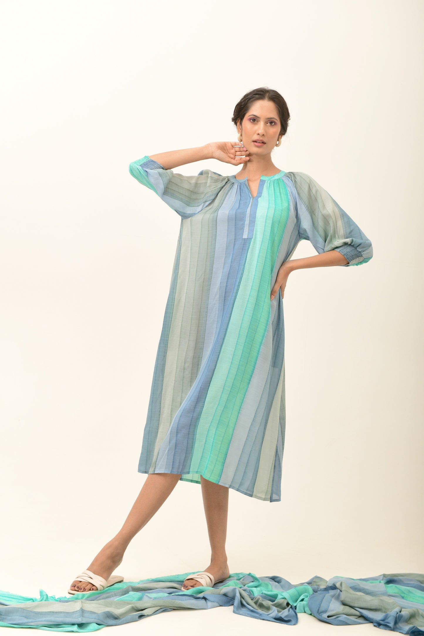 Plush Aqua Blue Raglan Sleeve Dress