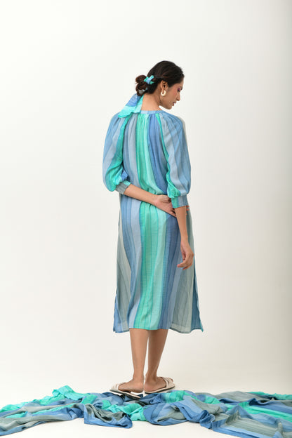 Plush Aqua Blue Raglan Sleeve Dress