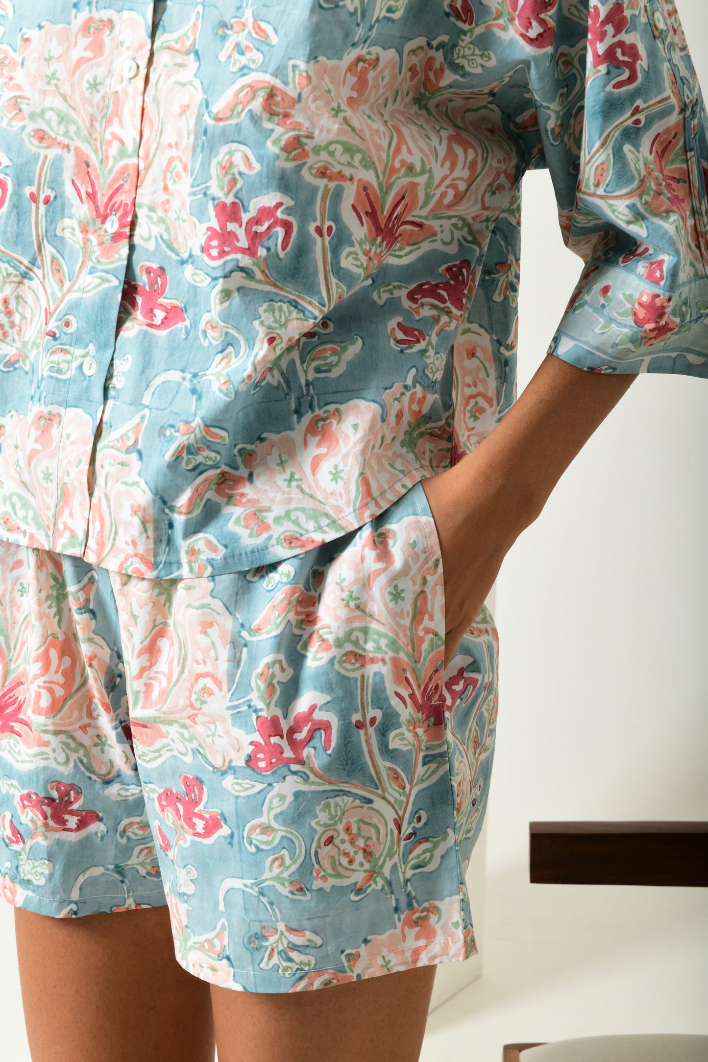 Floral Sky Blue Lounge Shorts