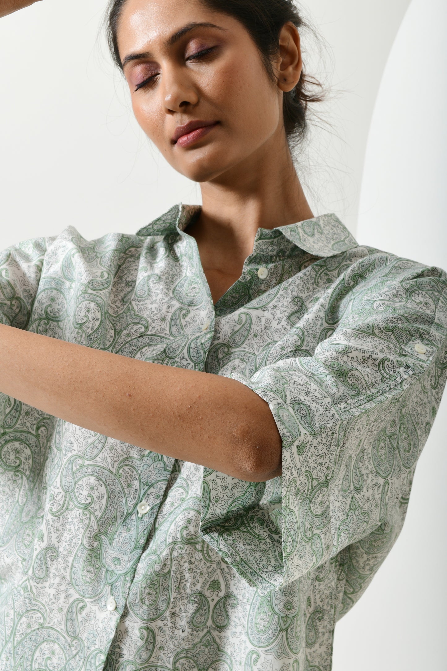 Beam Paisley Sage Drop Shoulder Shirt