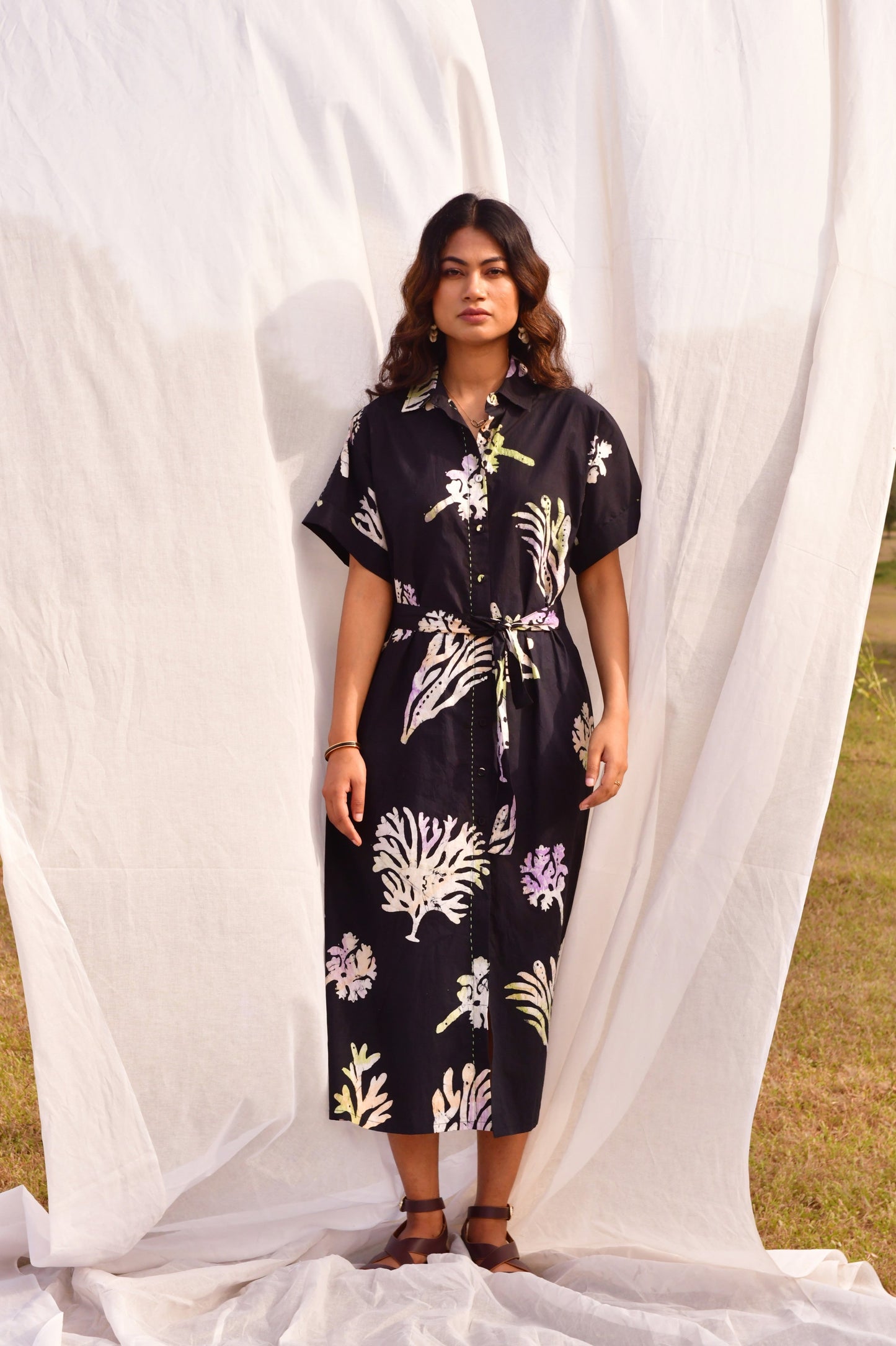 Stella Black Batik Shirt Dress