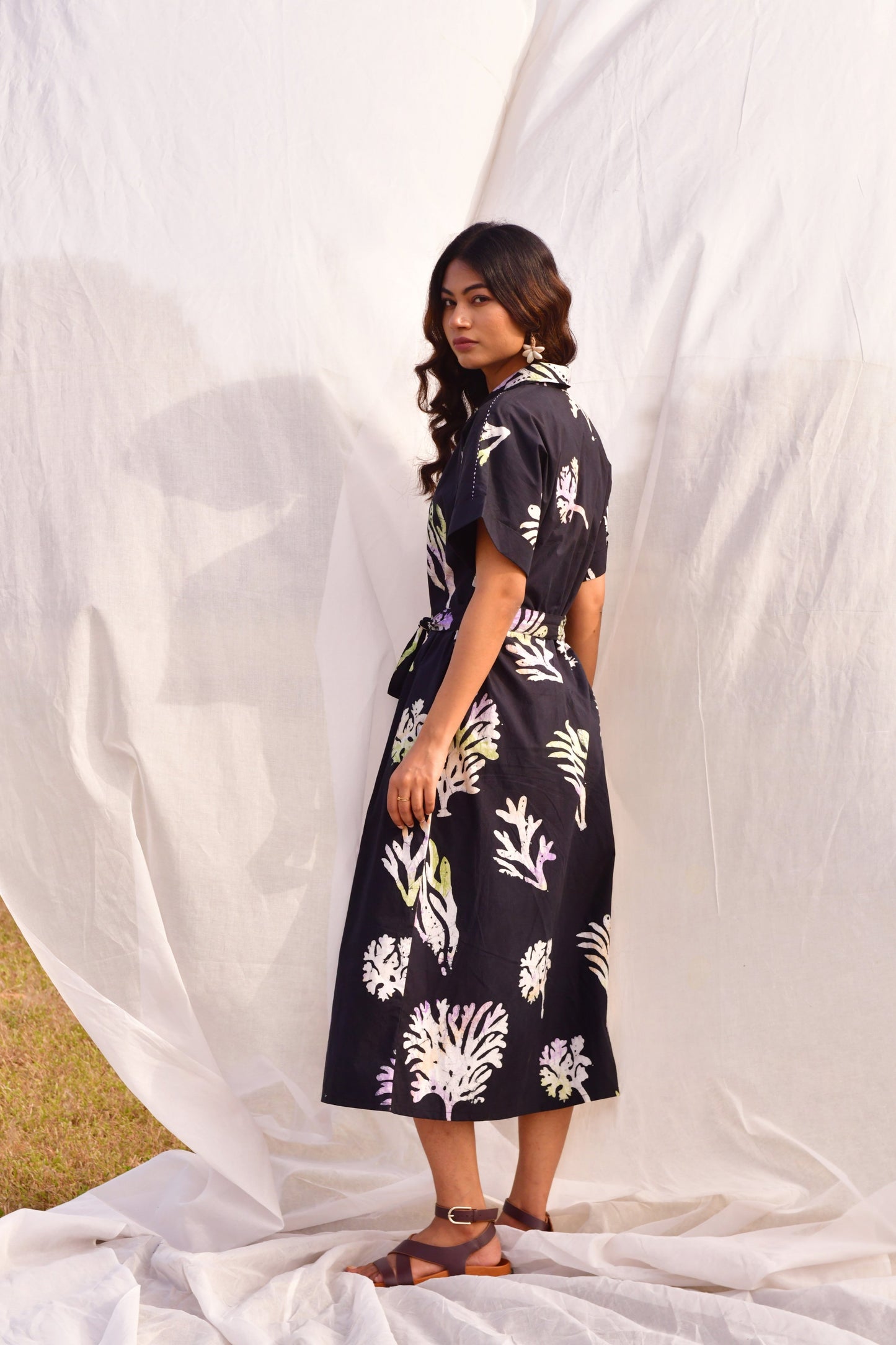 Stella Black Batik Shirt Dress