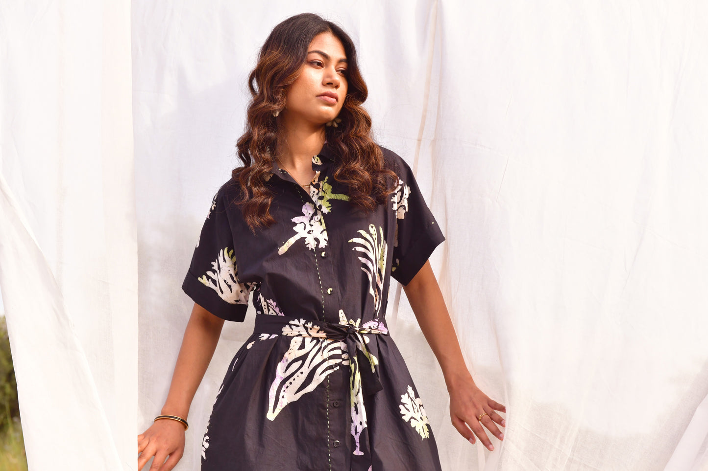 Stella Black Batik Shirt Dress