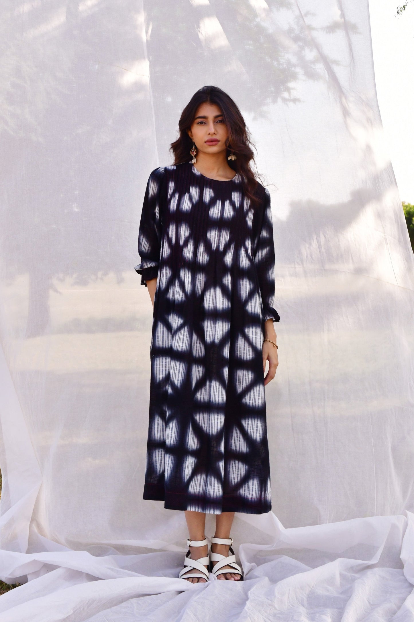 Amber Black Clamp Dyed Dress