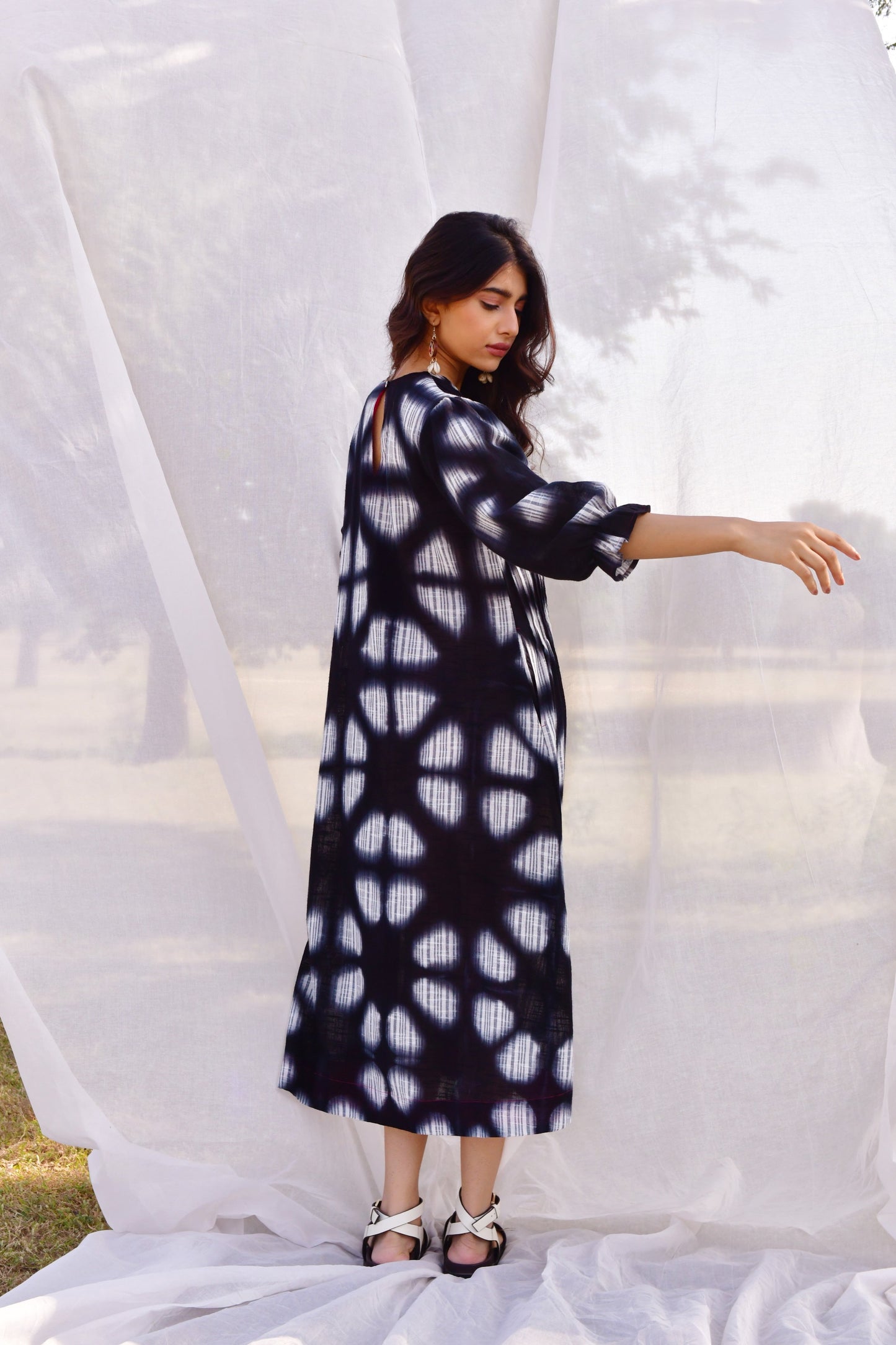 Amber Black Clamp Dyed Dress