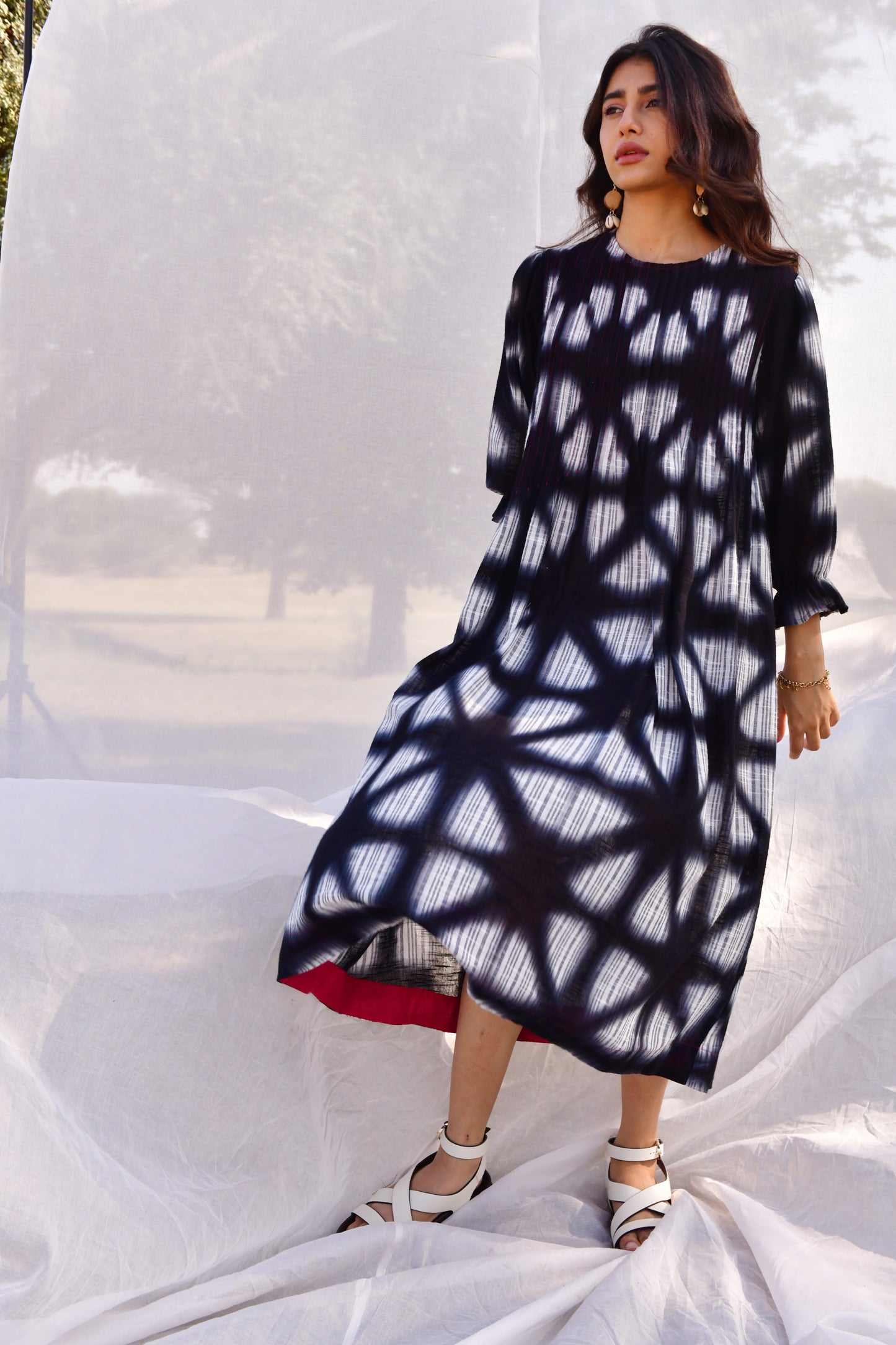 Amber Black Clamp Dyed Dress
