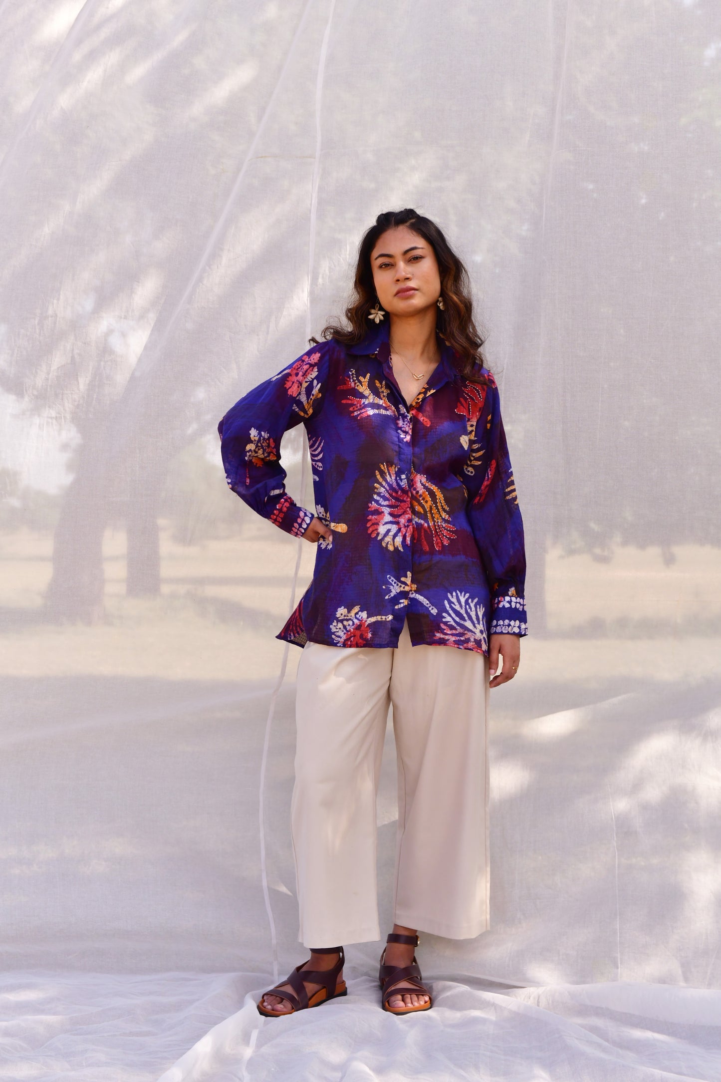 Nyla Blue Batik Shirt