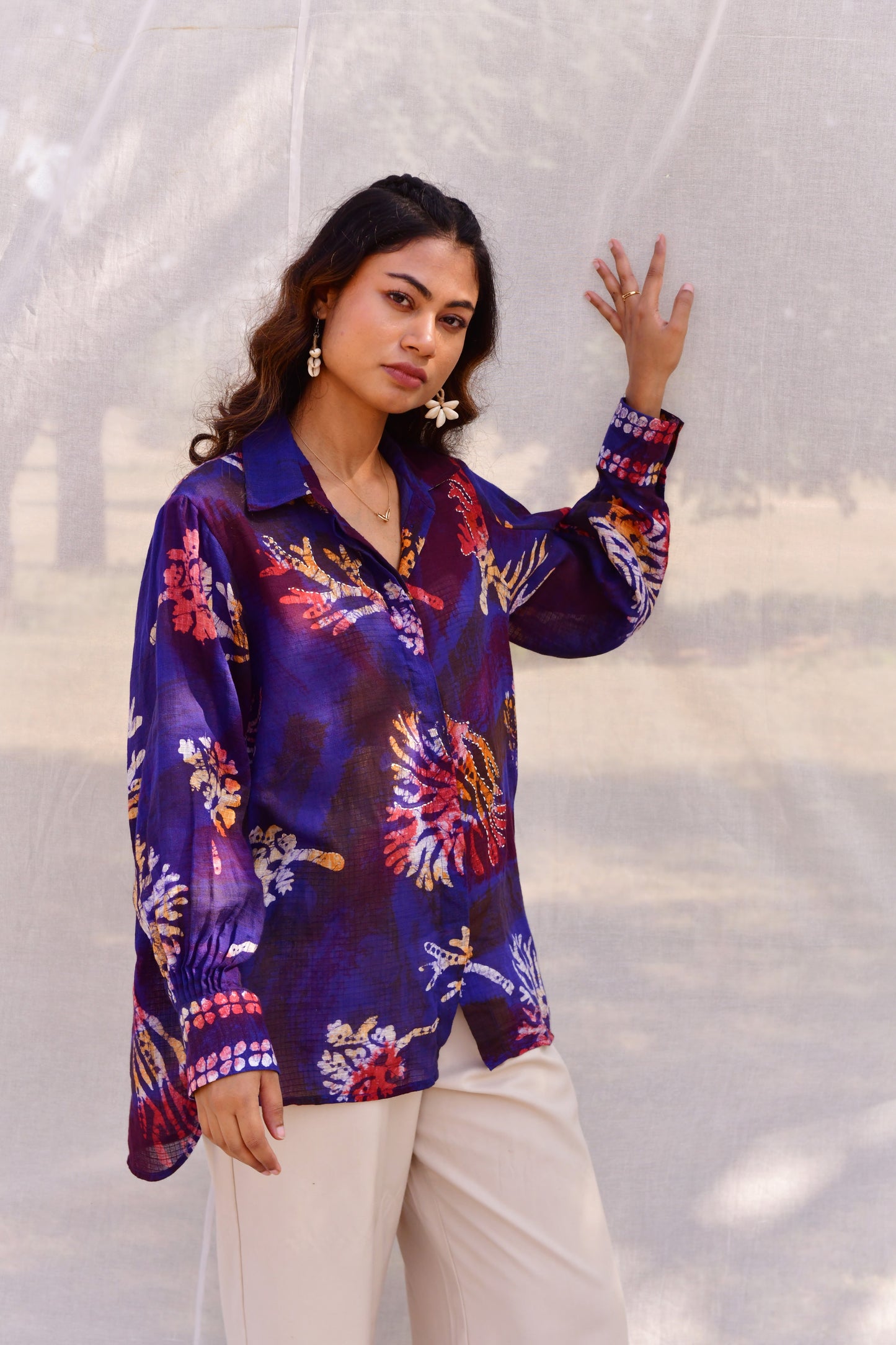 Nyla Blue Batik Shirt