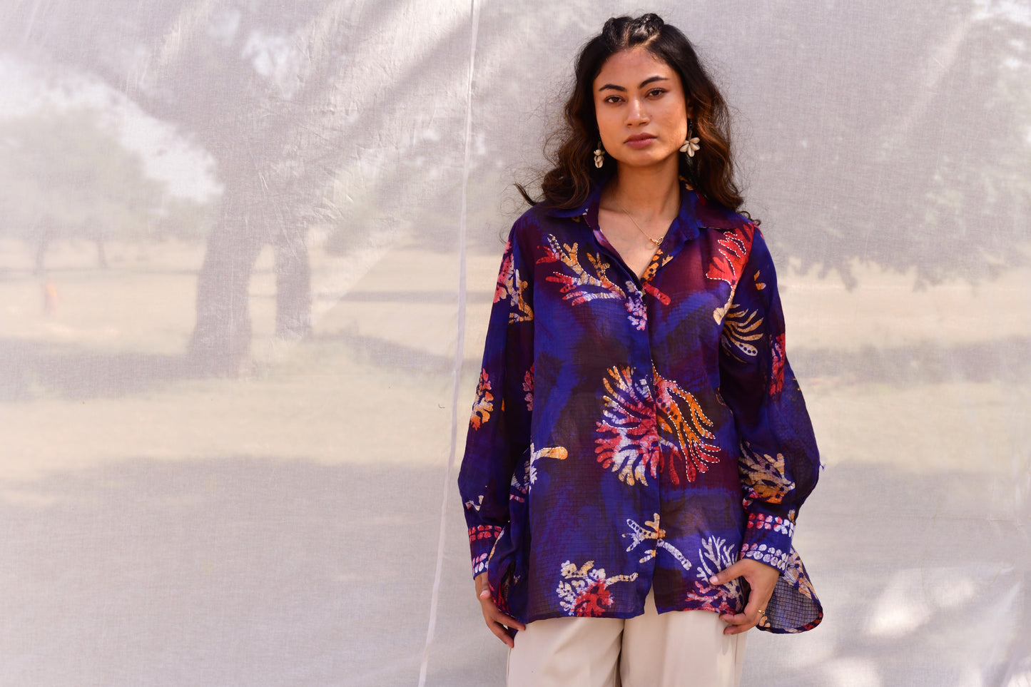 Nyla Blue Batik Shirt