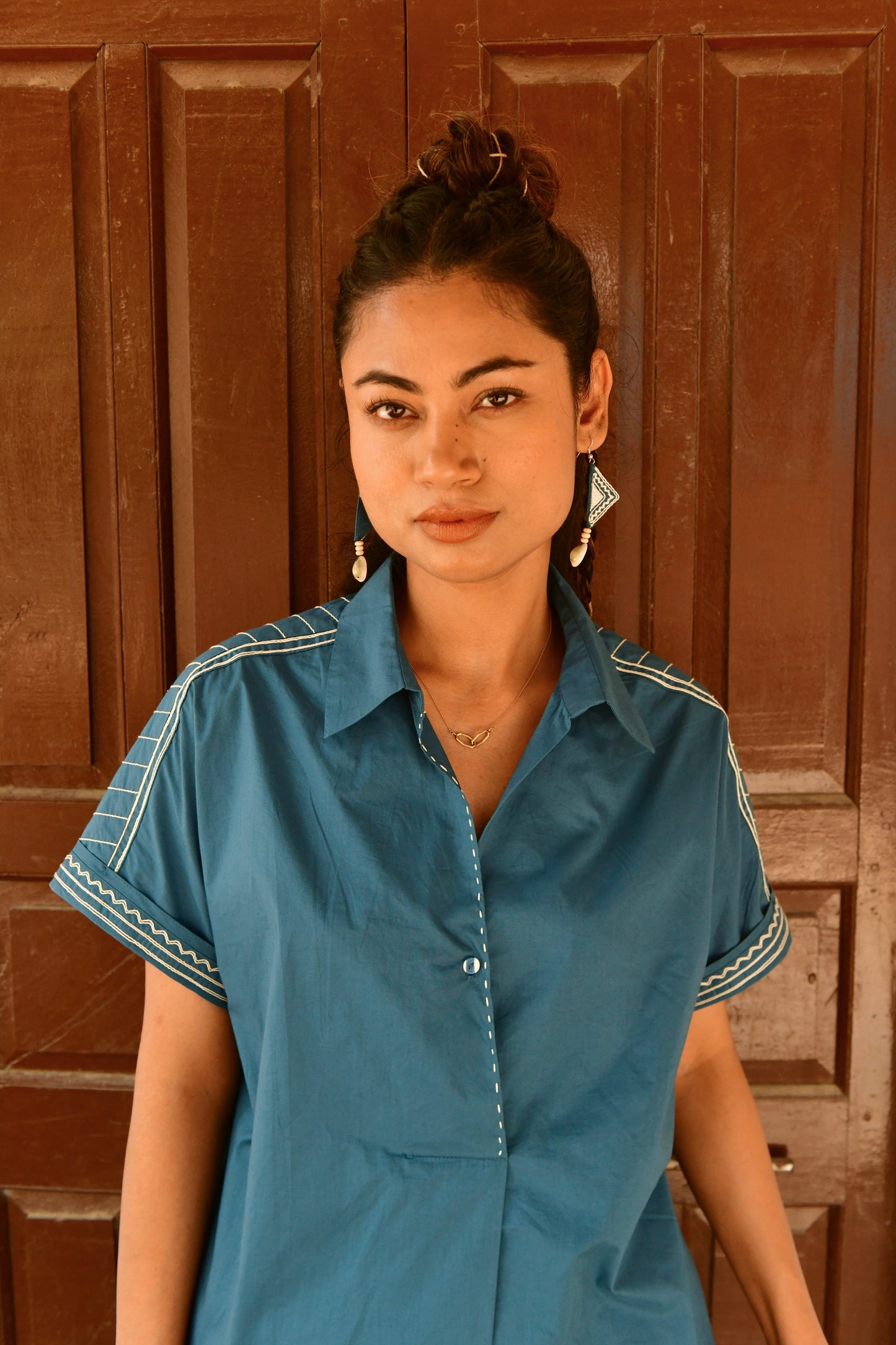 Deco Blue Embroidered Shirt