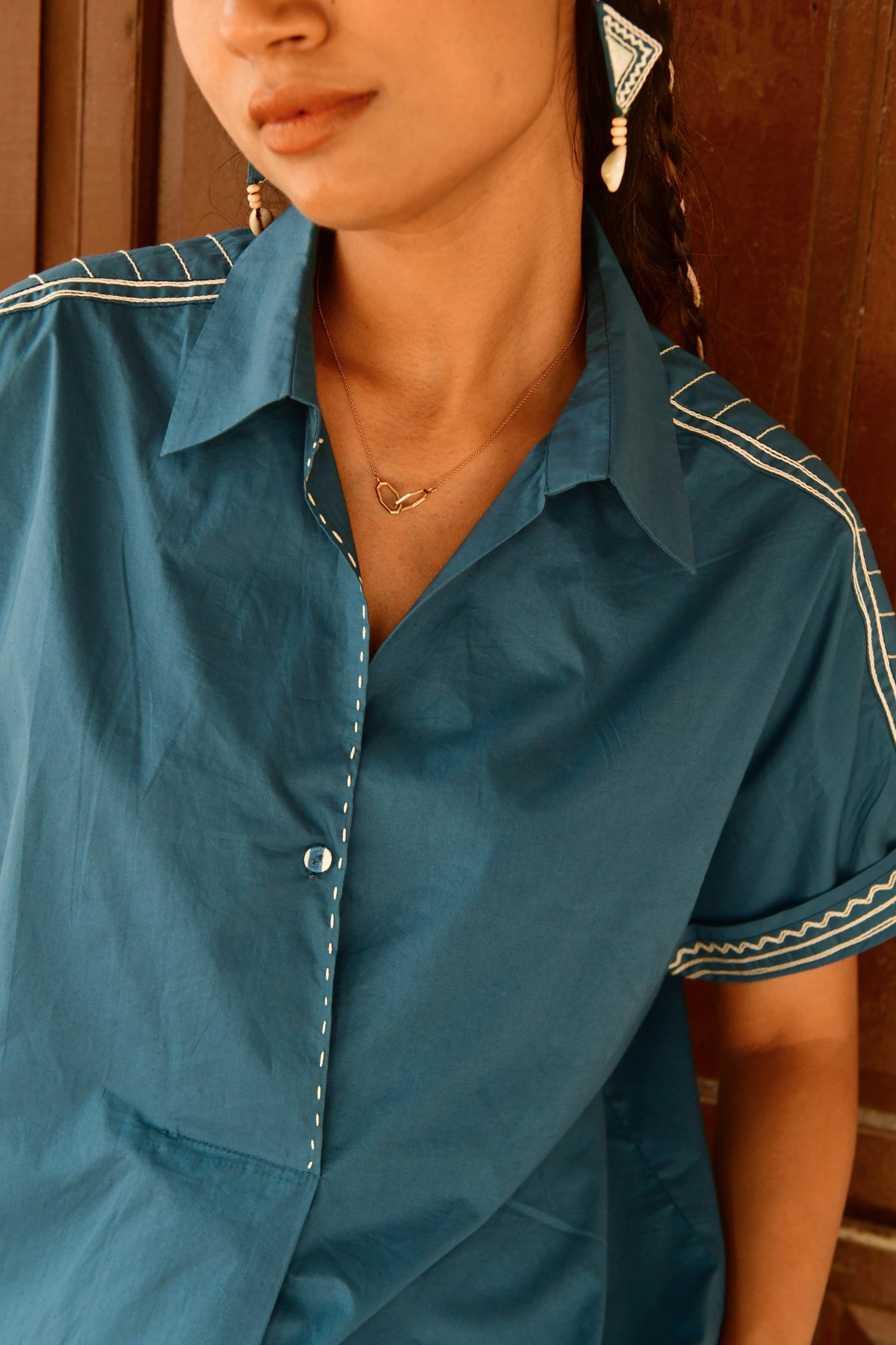 Deco Blue Embroidered Shirt