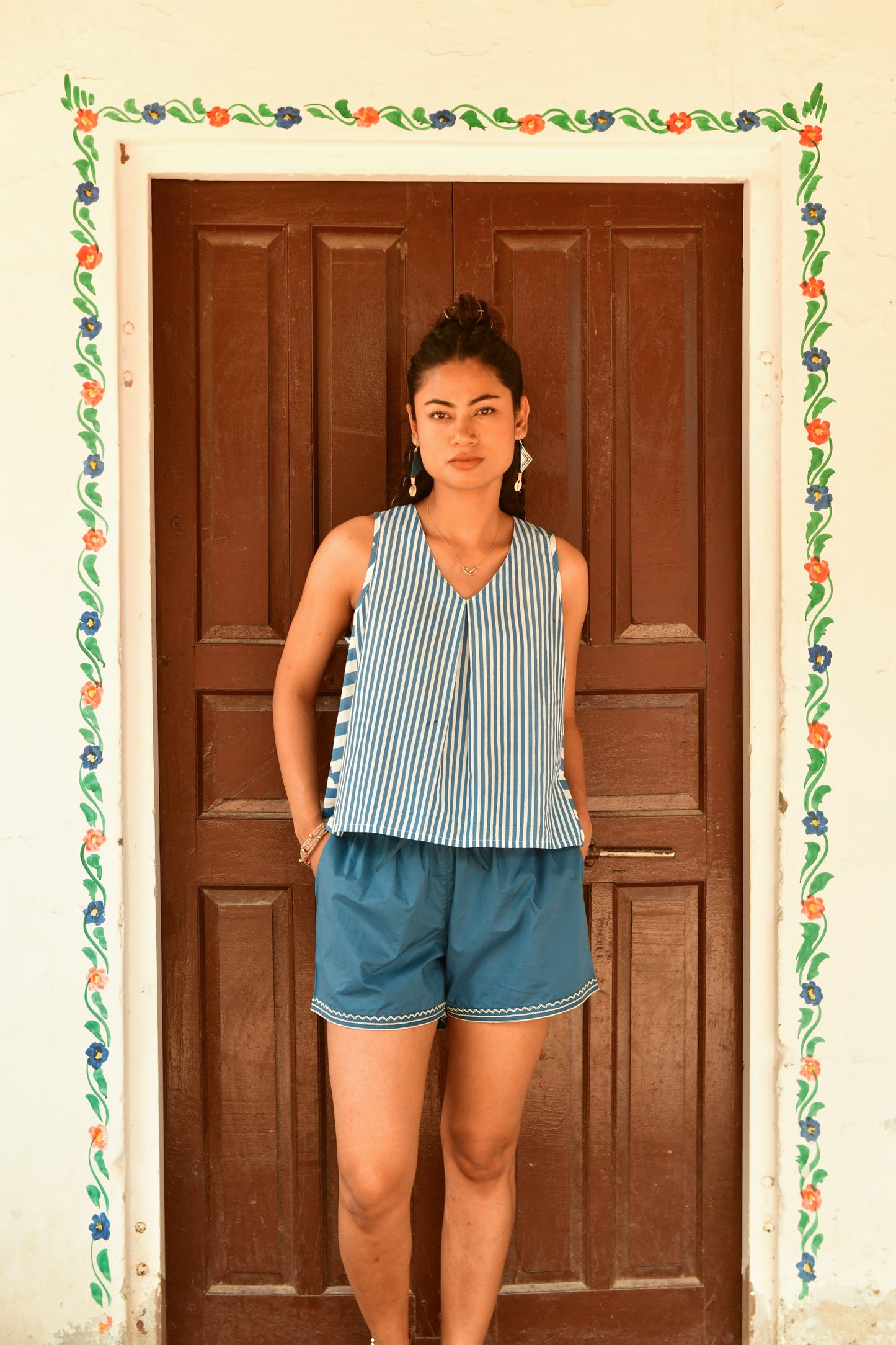 Coco Blue Embroidered Shorts