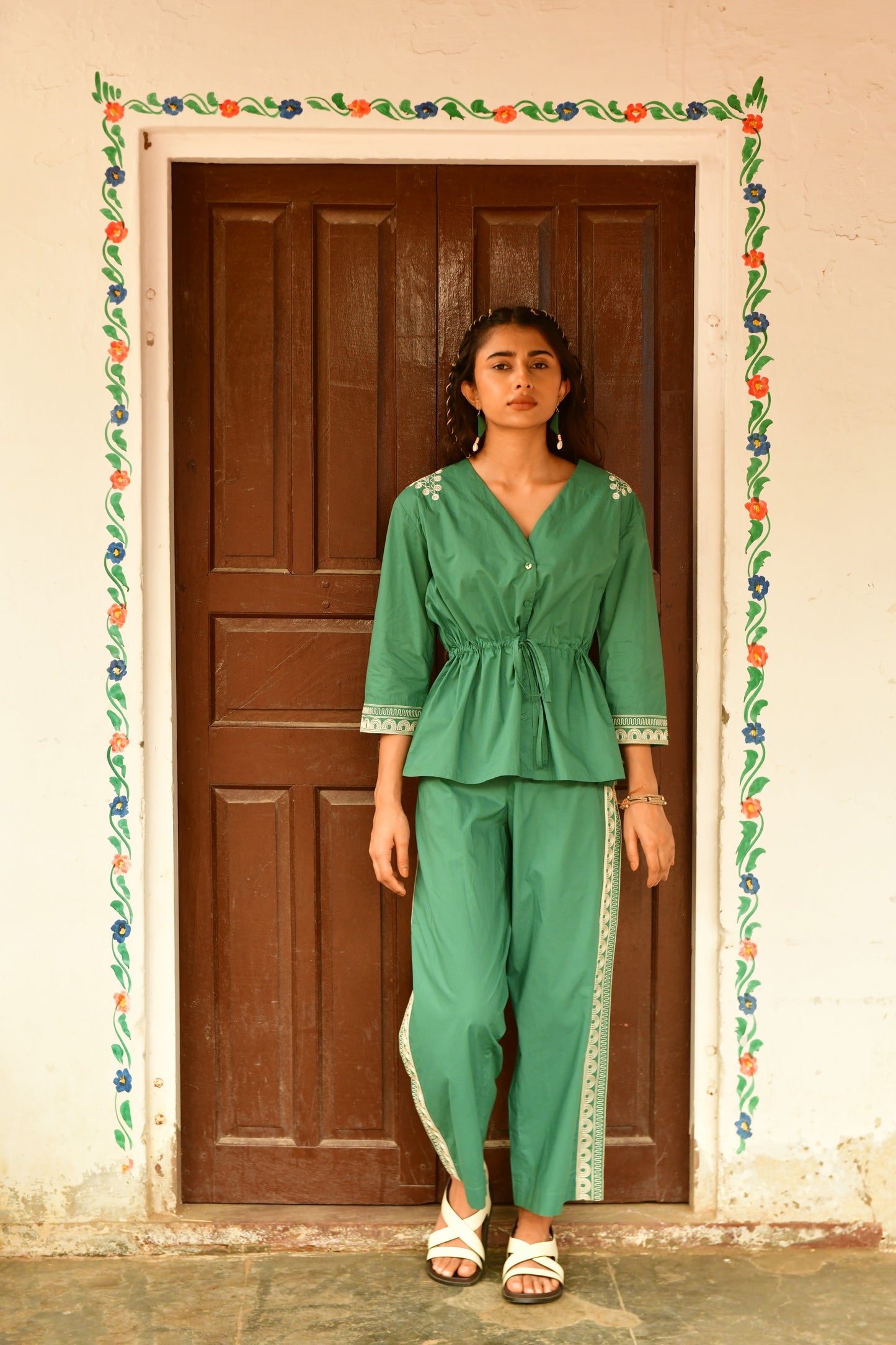 Eden Green Embroidered Top