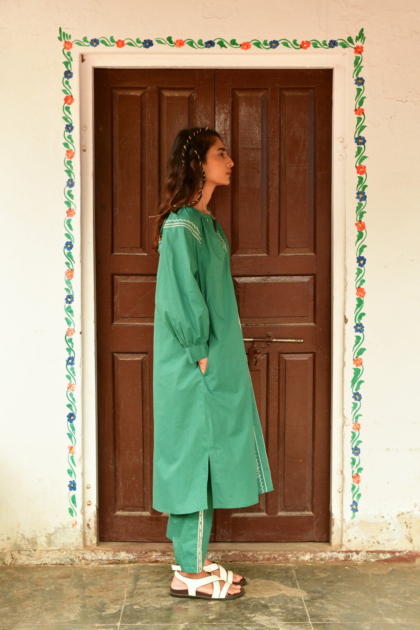 Moon Green Embroidered Dress