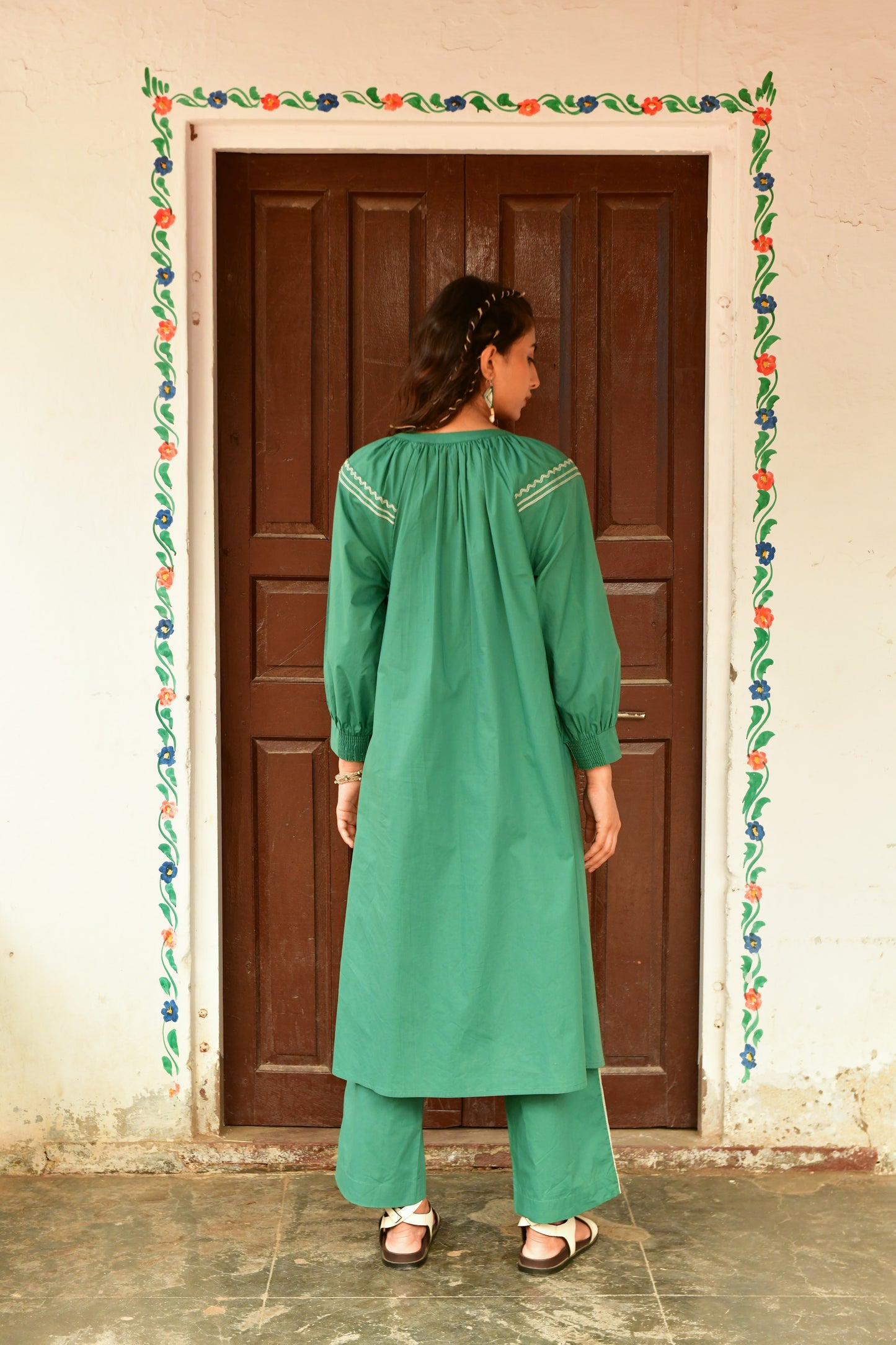 Moon Green Embroidered Dress