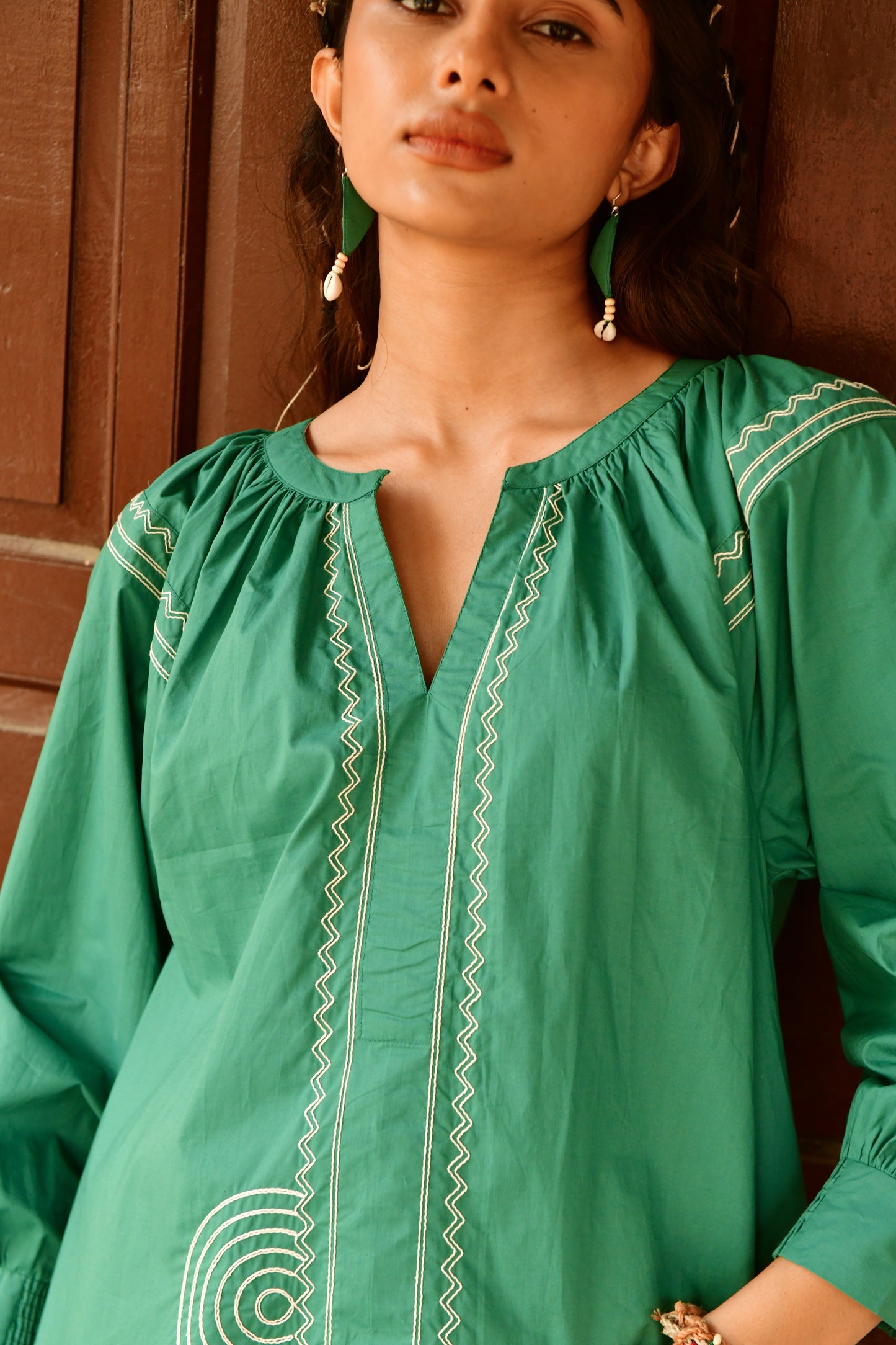 Moon Green Embroidered Dress