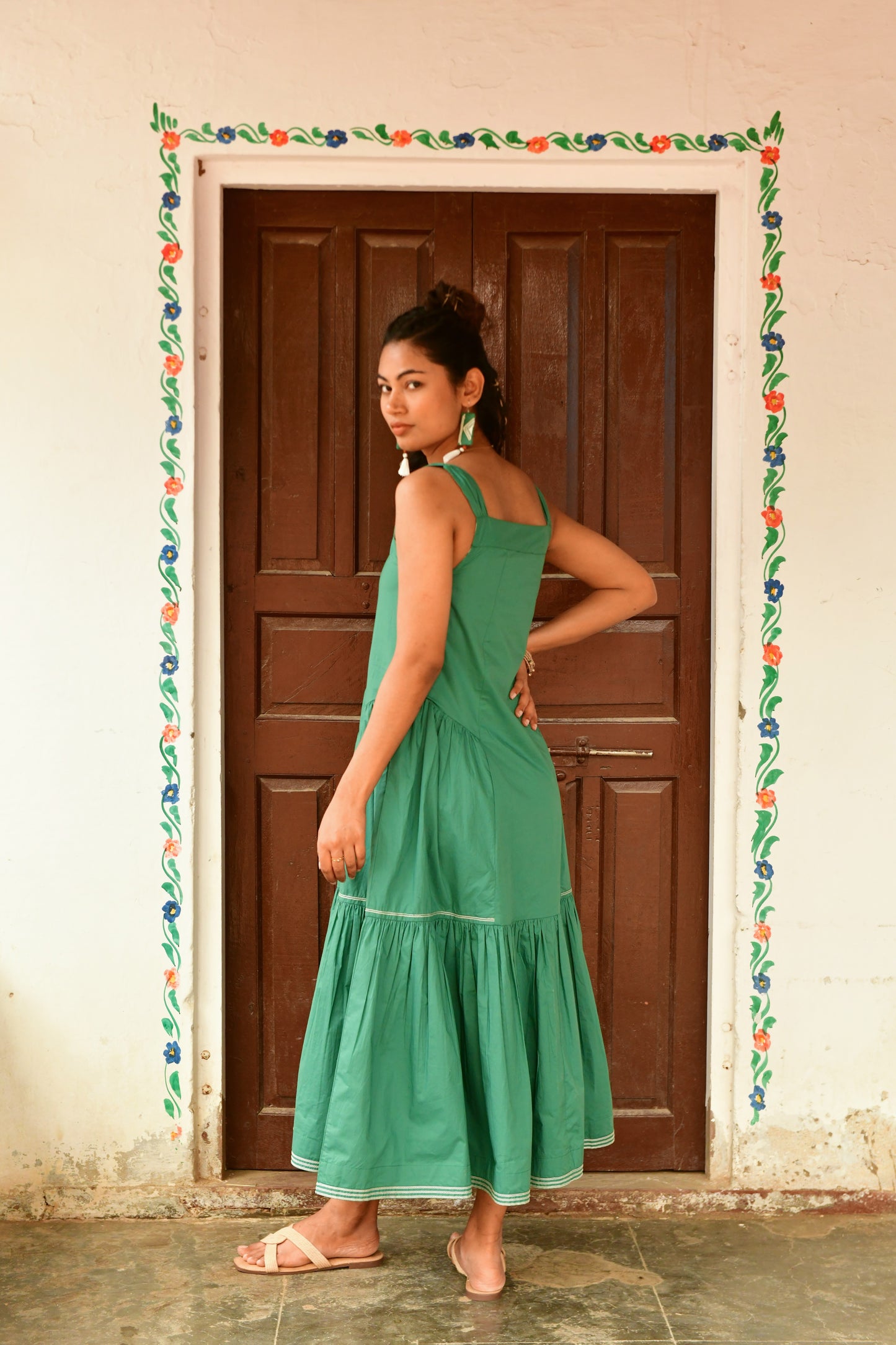 Zuri Green Embroidered Dress