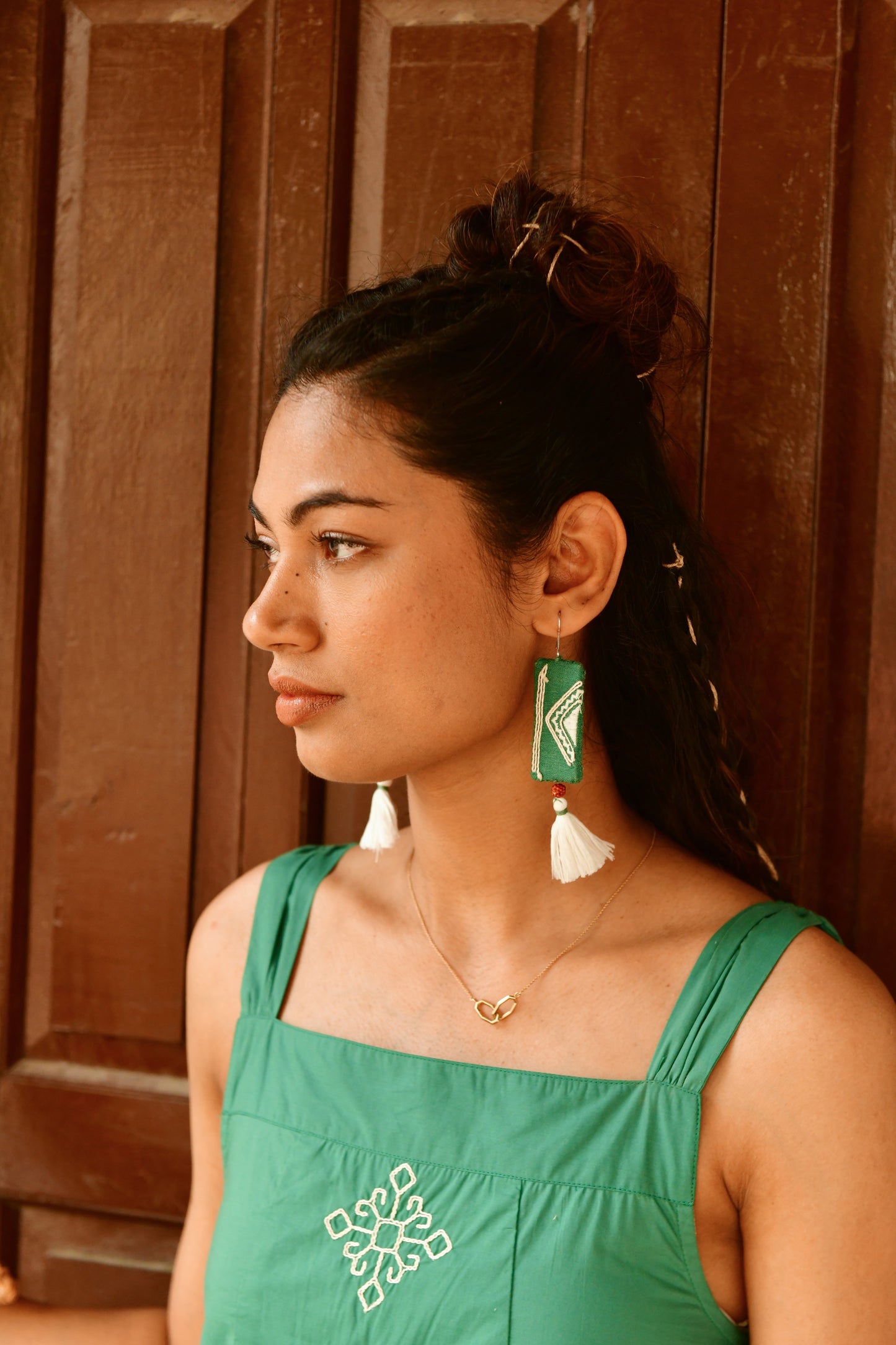 Zuri Green Embroidered Dress