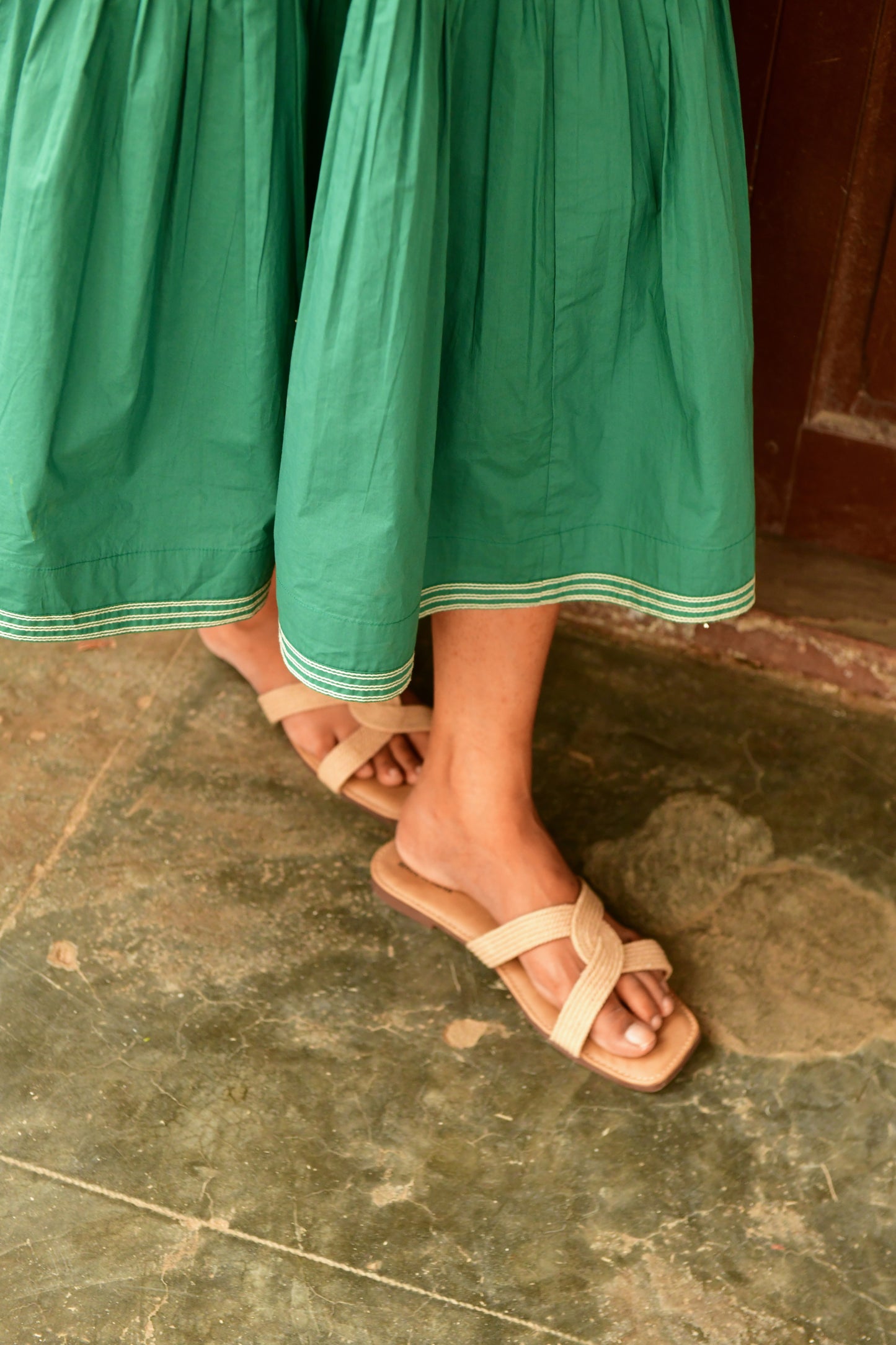 Zuri Green Embroidered Dress