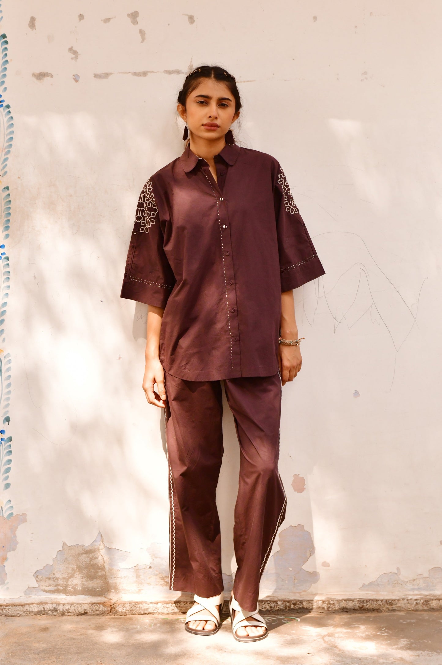 Sobo Brown Embroidered Shirt