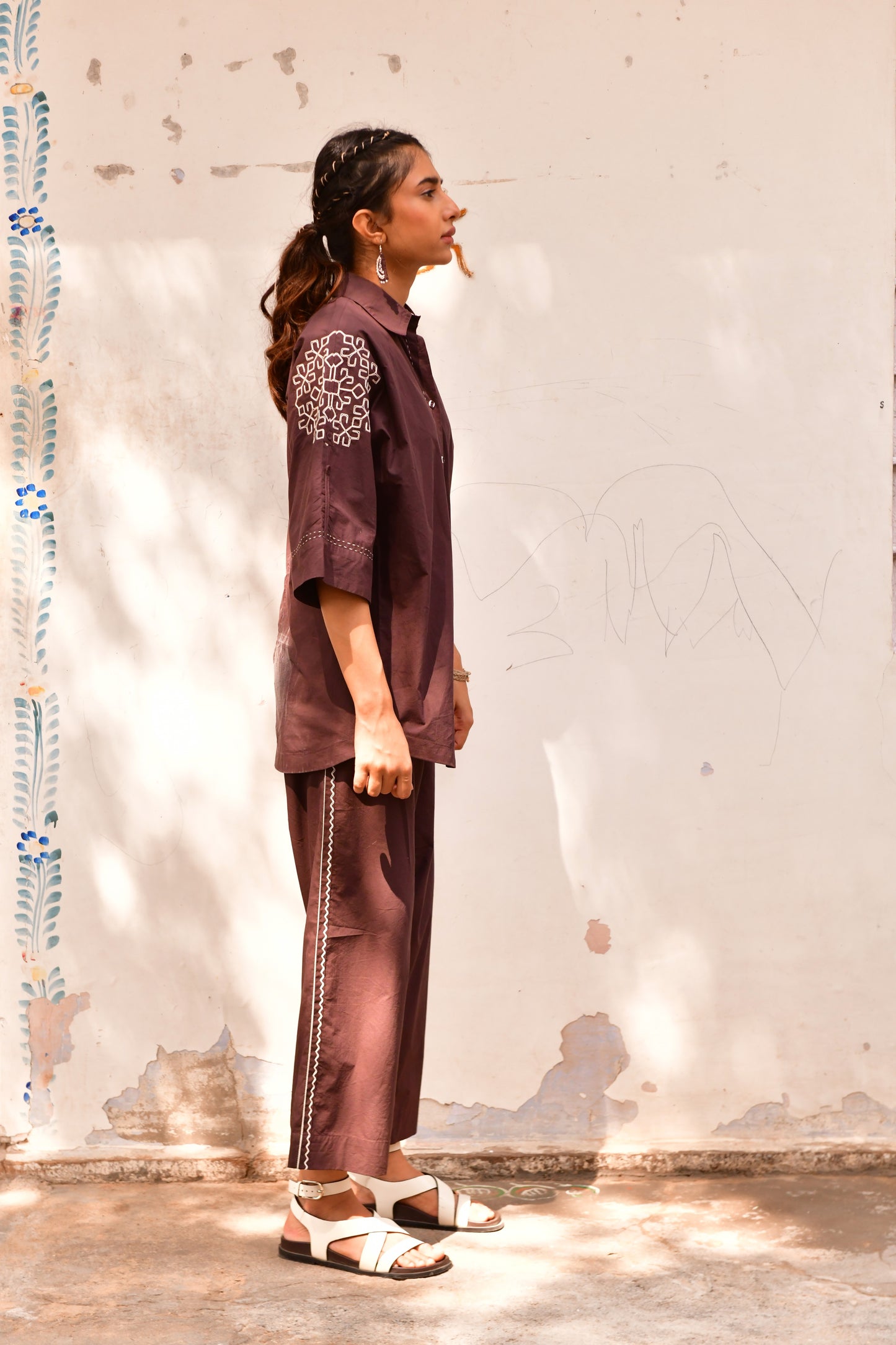 Sobo Brown Embroidered Shirt