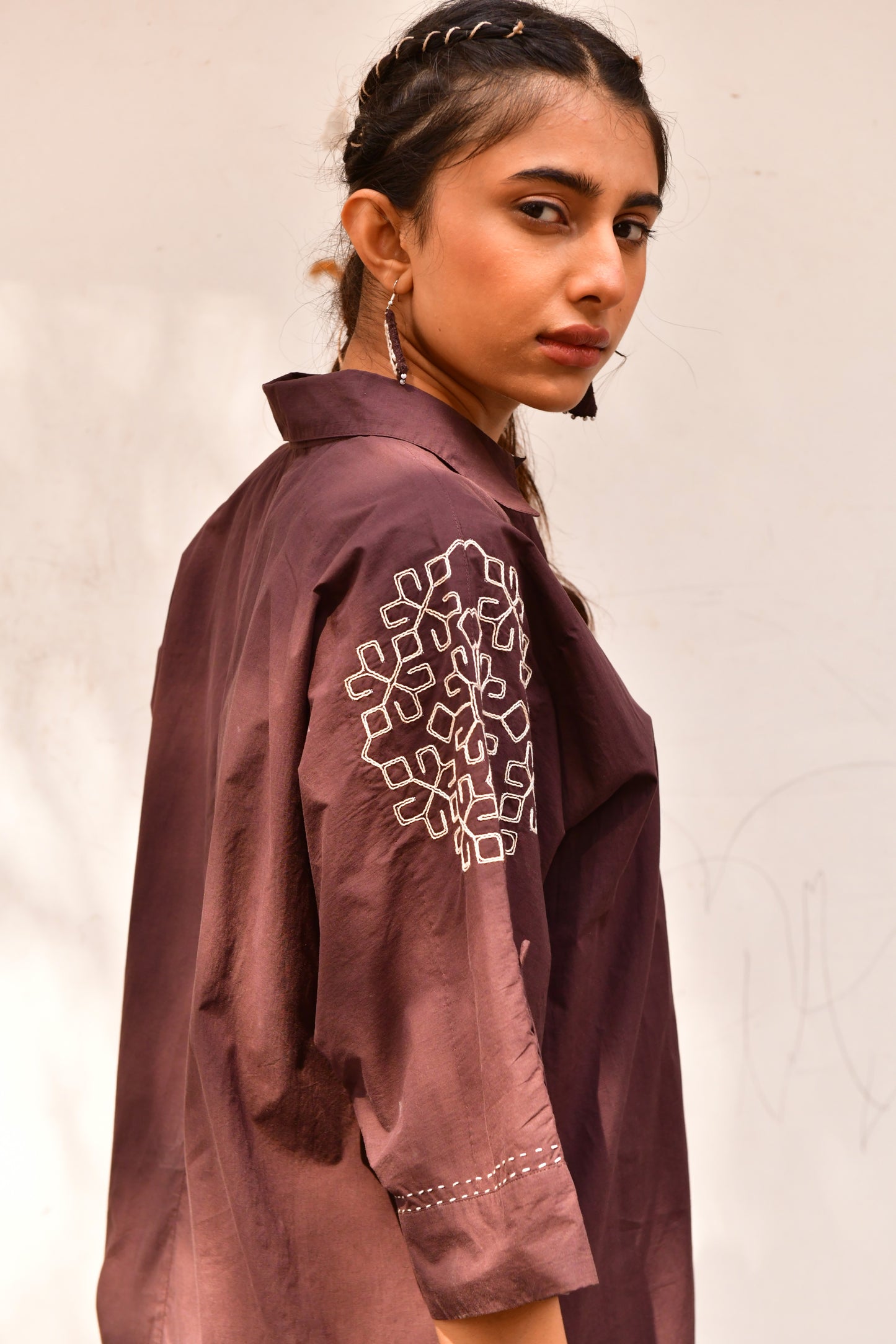 Sobo Brown Embroidered Shirt