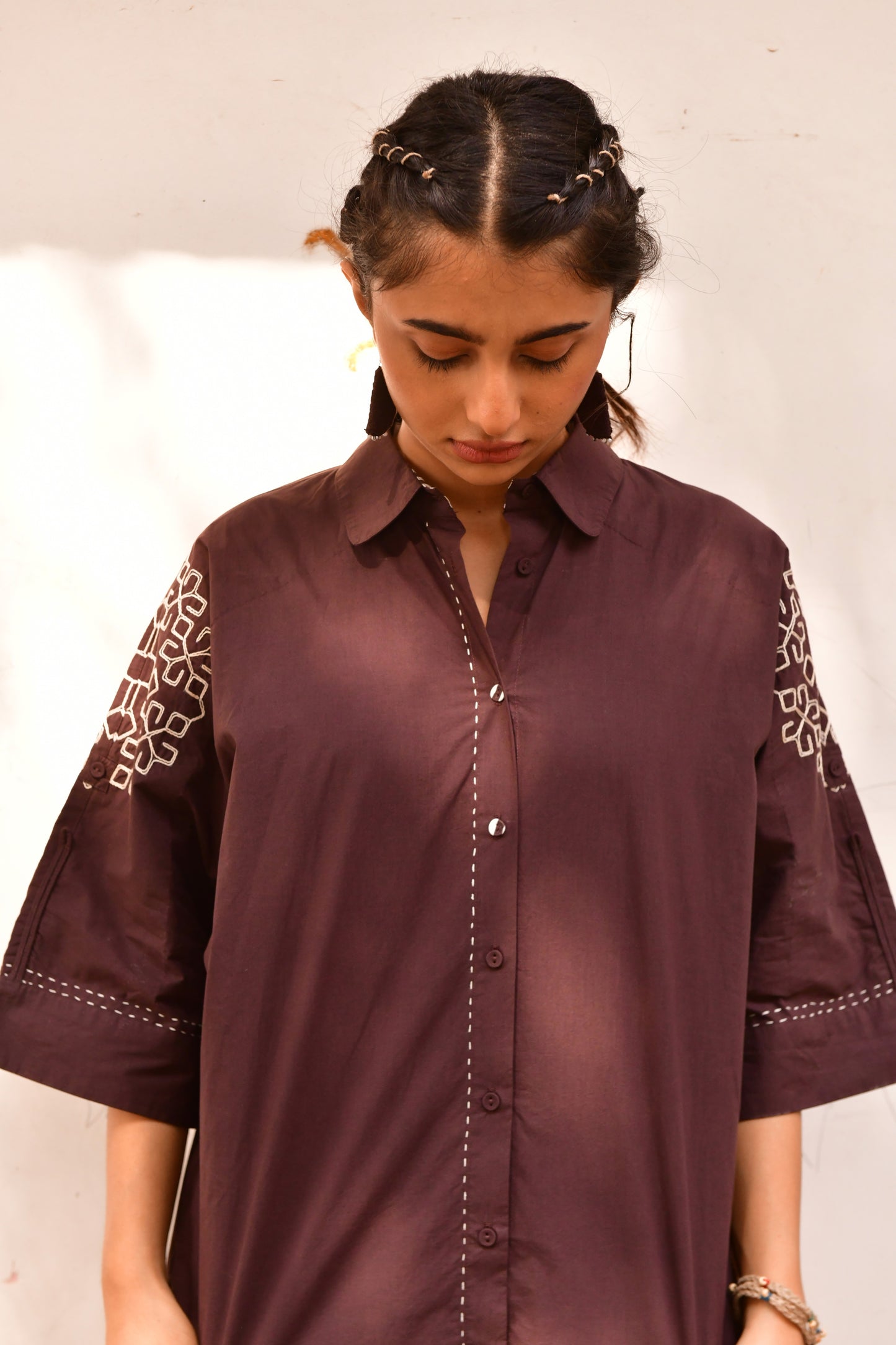 Sobo Brown Embroidered Shirt