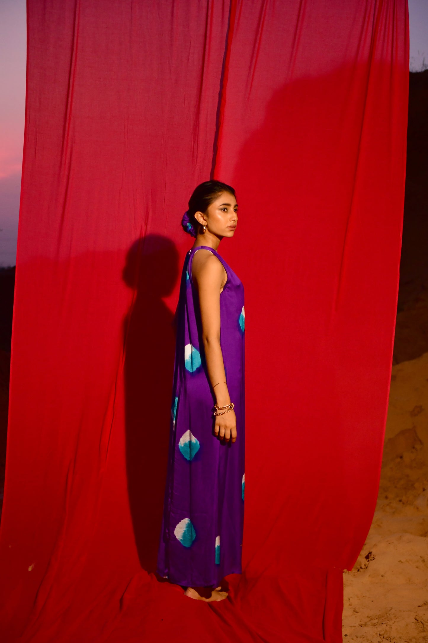 Zyra Purple Tie-Dye Halter Dress