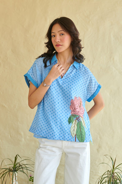 Ziva Blue Boxy Top