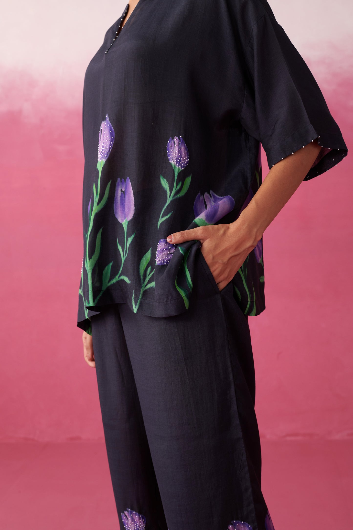 Glide Purple Noir Straight Pants