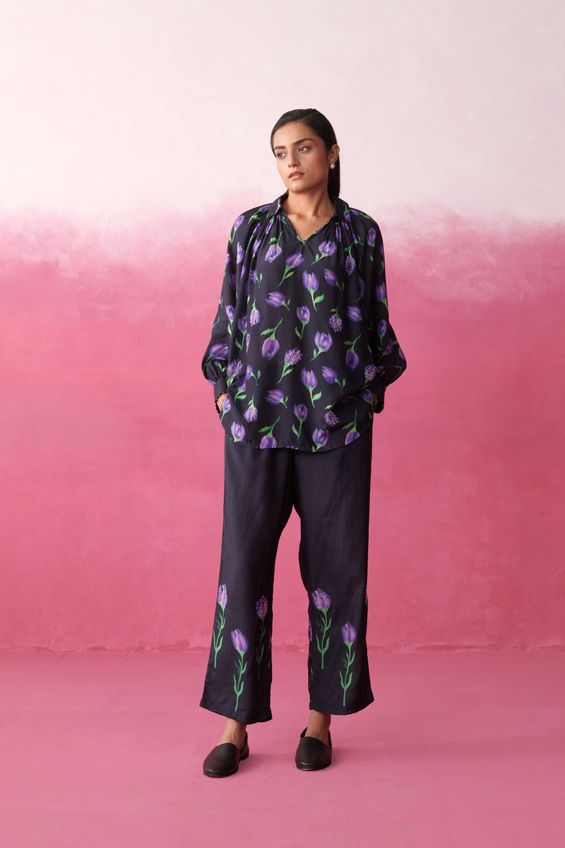 Alaya Purple Tulip Garden Co-ord Set