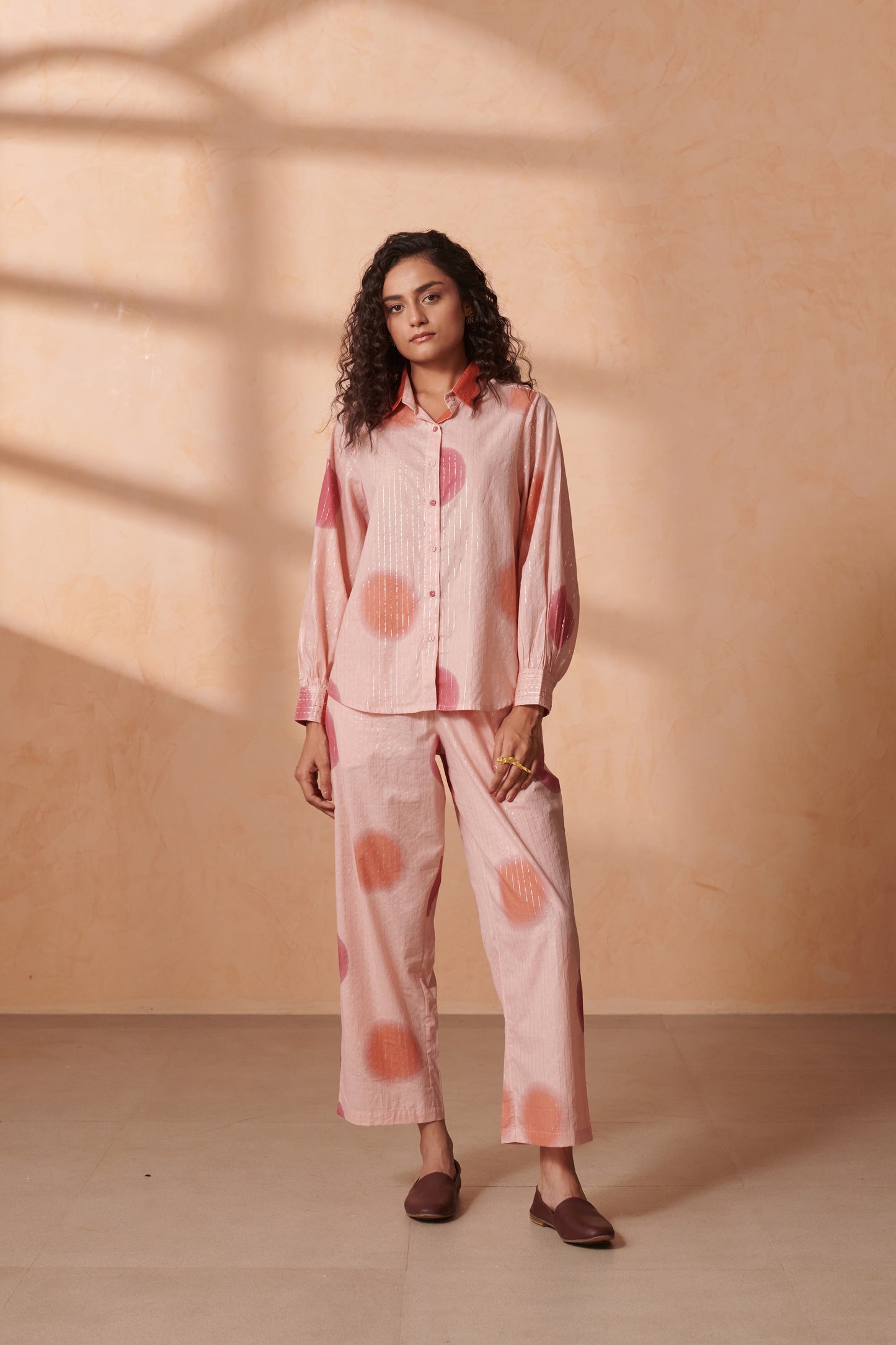 Vivia Blush & Terracotta Lurex Shirt
