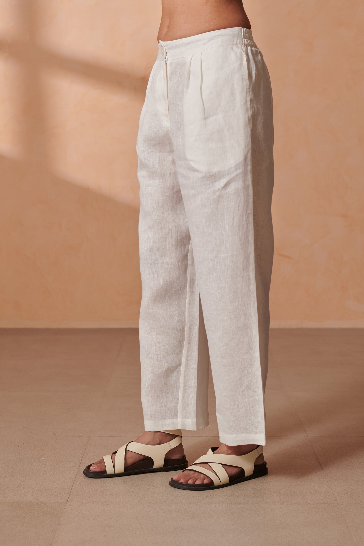 Fly White Linen Pants