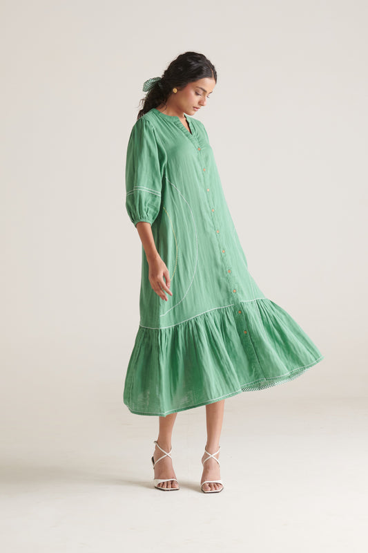RHYS Green Balloon Sleeve Dress
