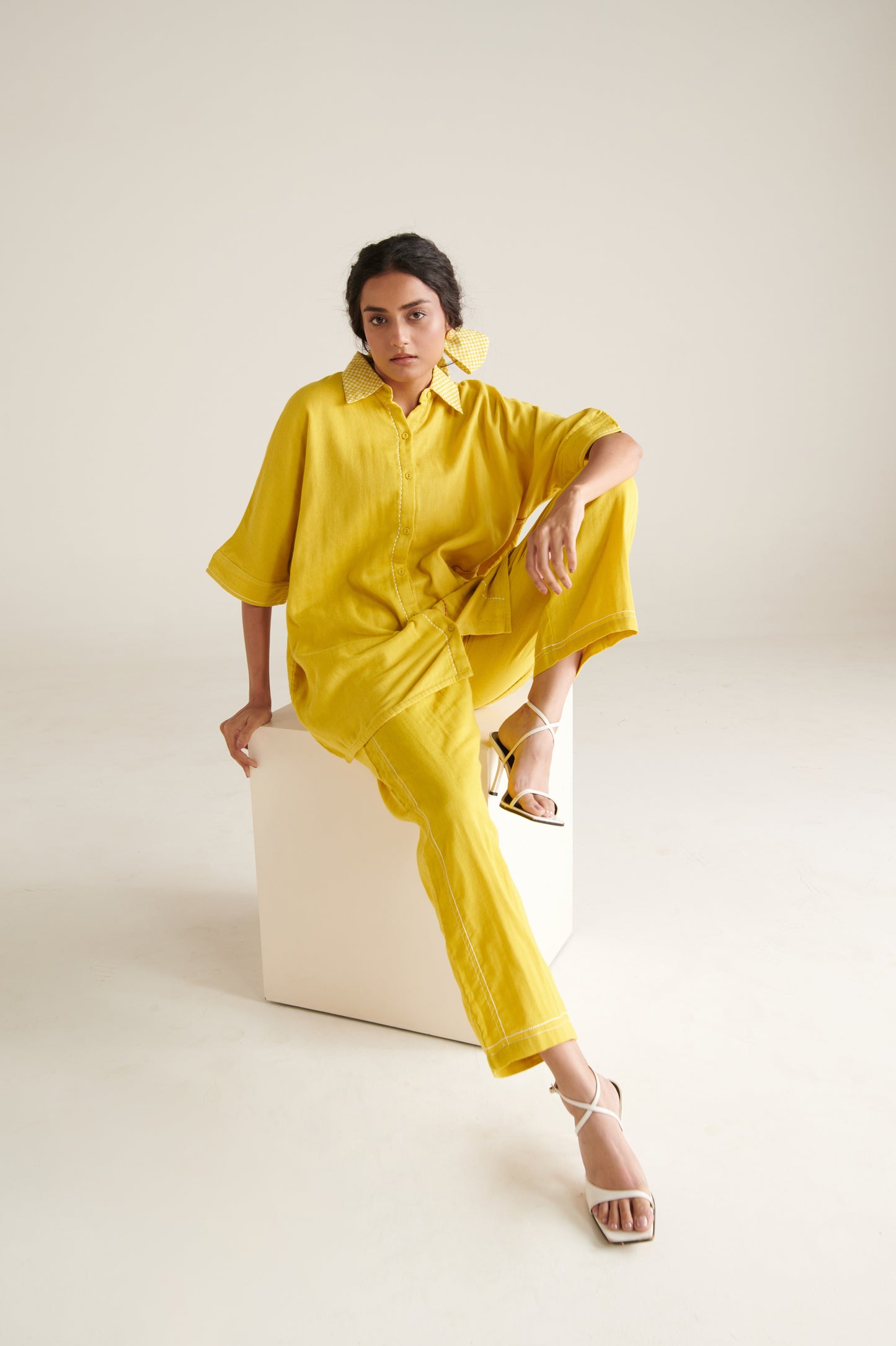 Mira Yellow Green Boxy Long Shirt