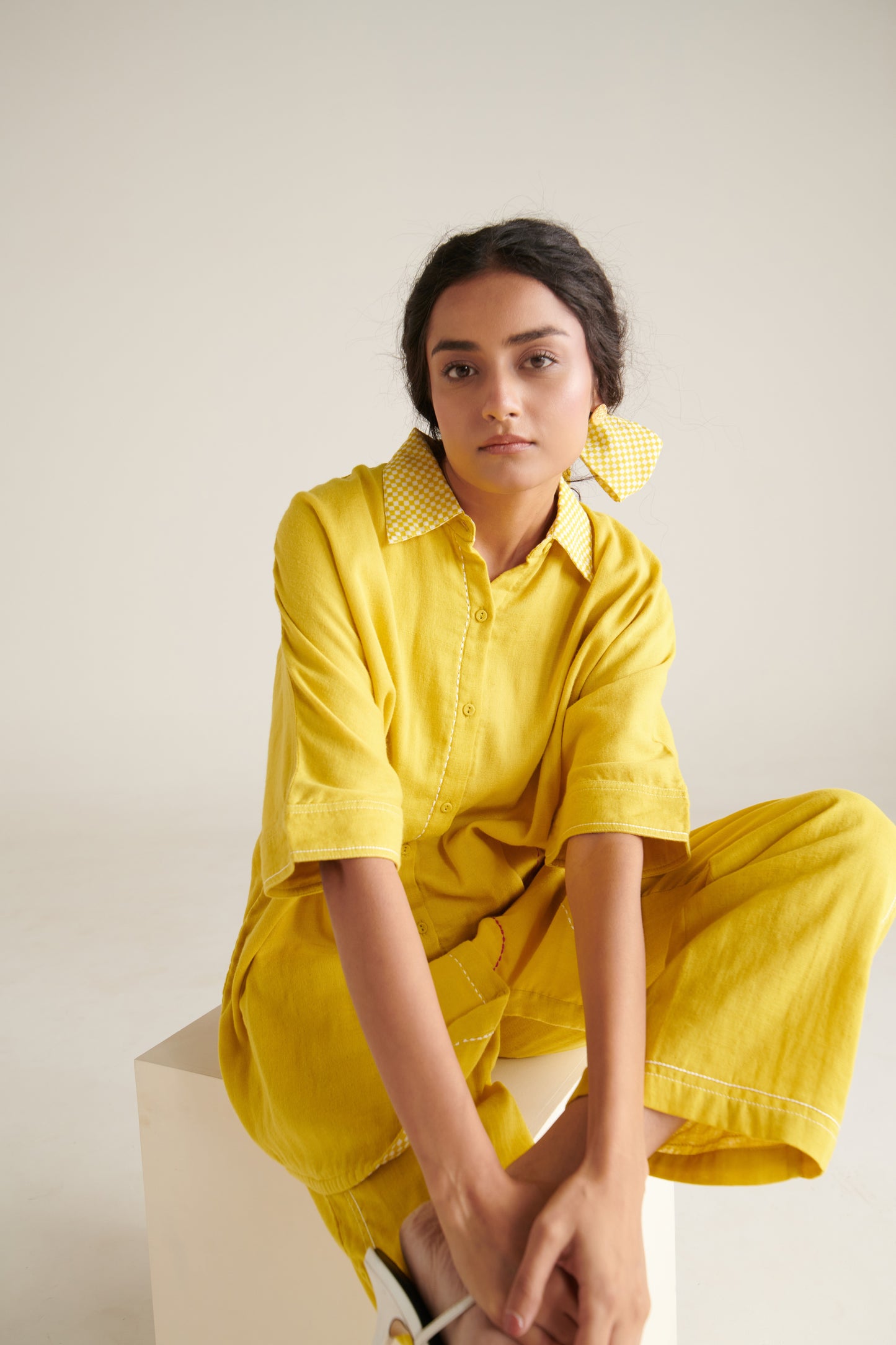 Mira Yellow Green Boxy Long Shirt