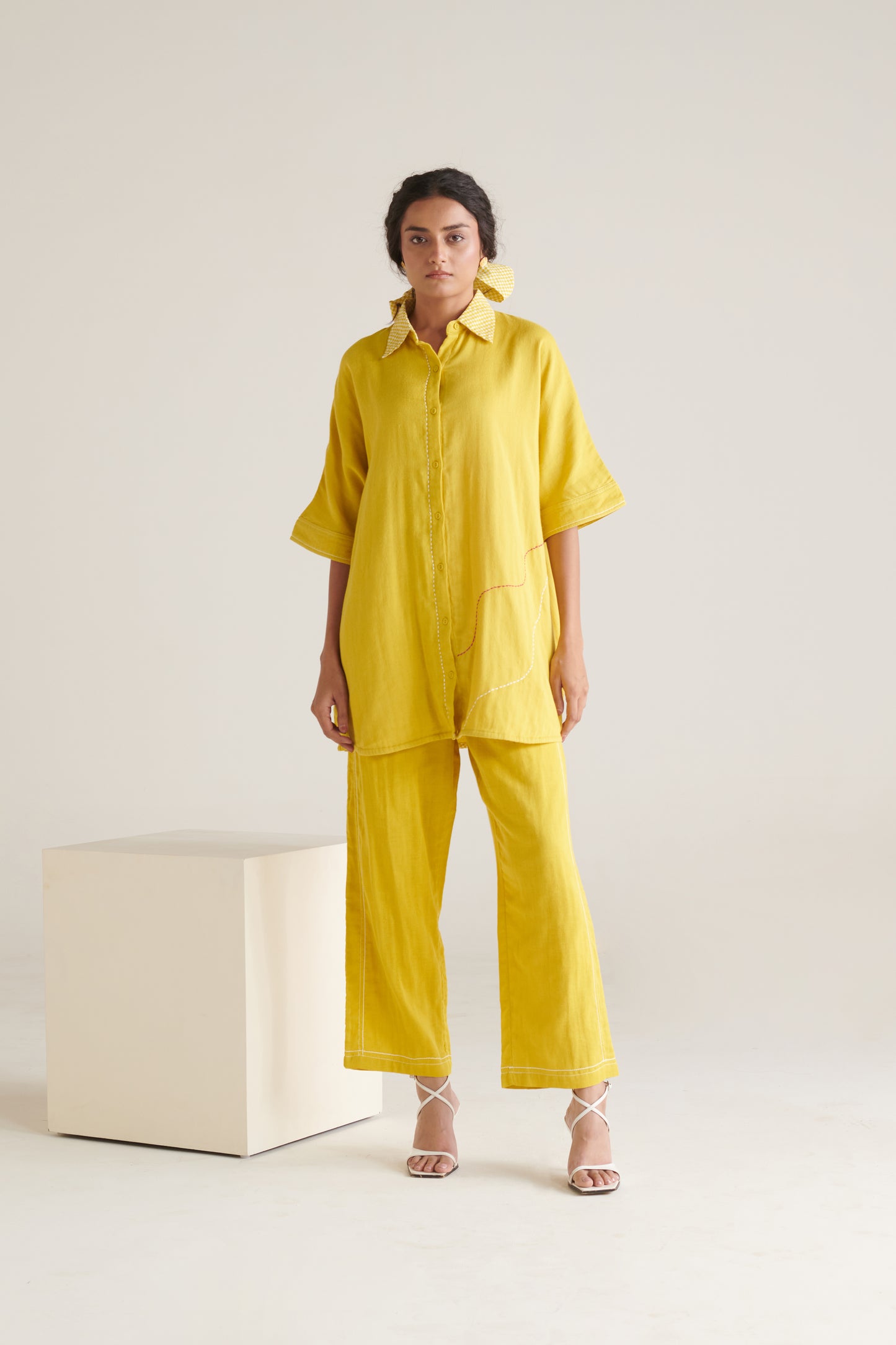 Mira Yellow Green Boxy Long Shirt