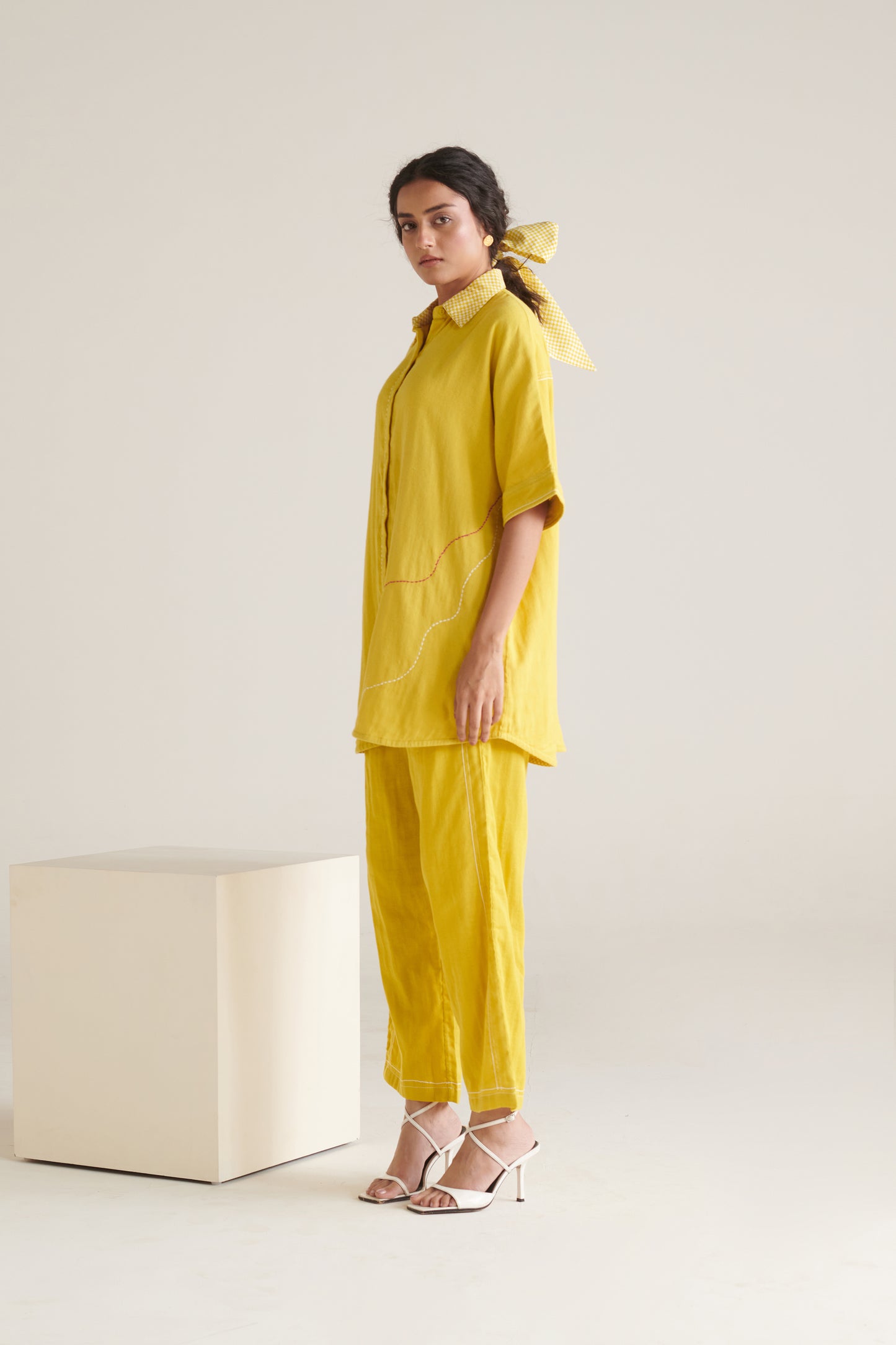 Mira Yellow Green Boxy Long Shirt