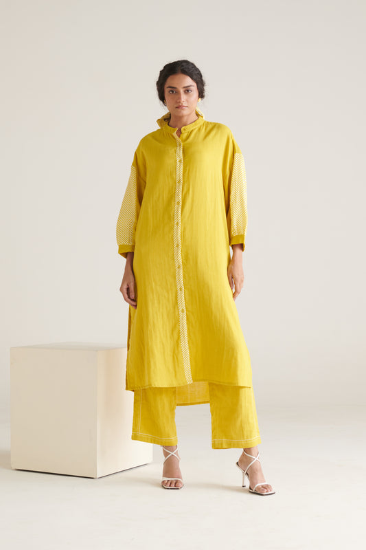 Celina Yellow Green Relaxed Fit Kurta